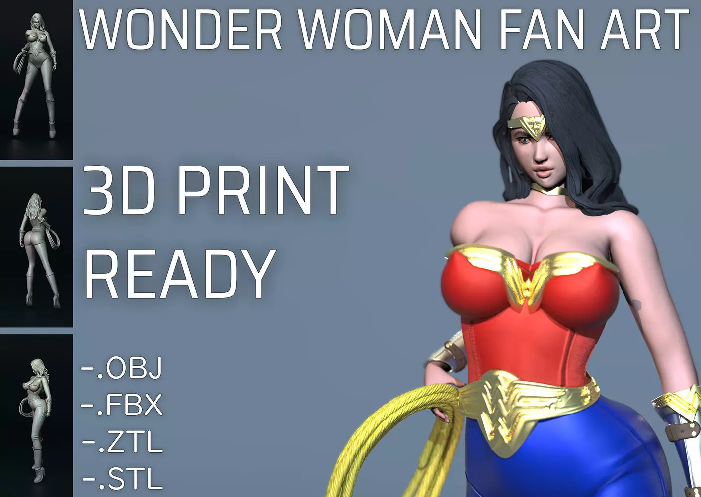 Wonder Woman Fan Art 3D Print Figurine 3D print model_0