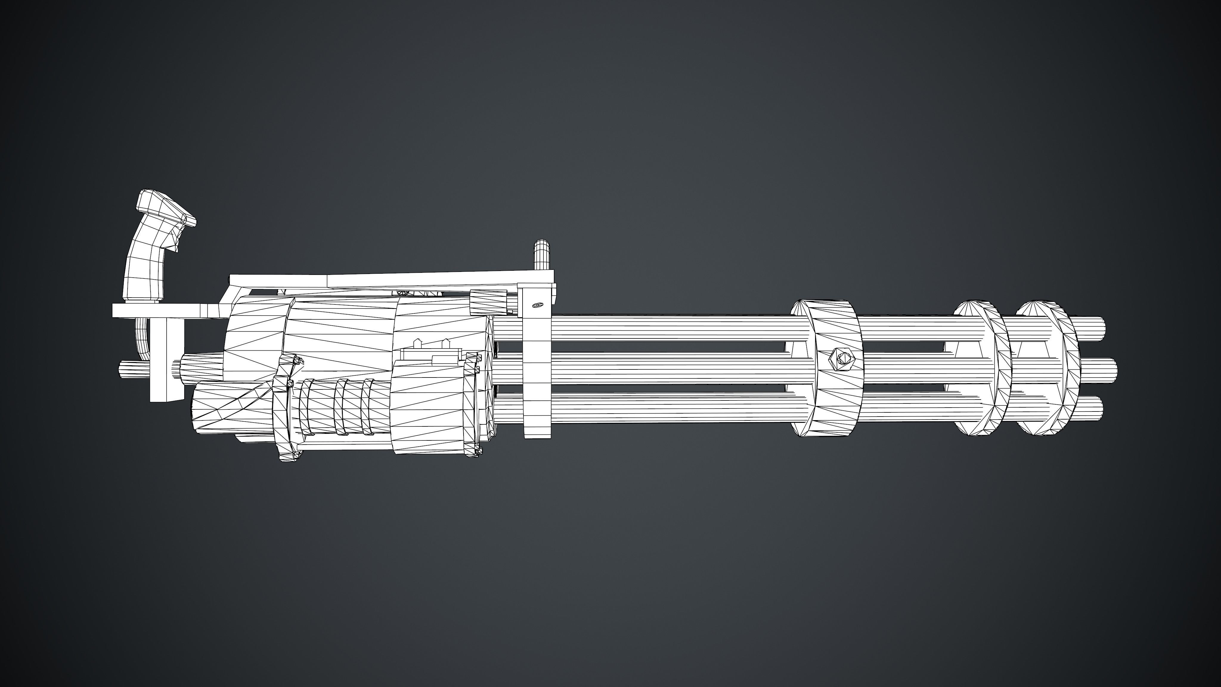 M134 Minigun Red Rust and Damaged Low-poly 3D model_8