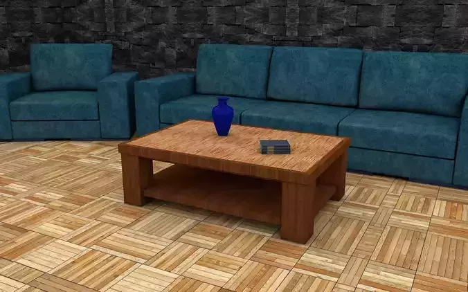 interior with blue sofa