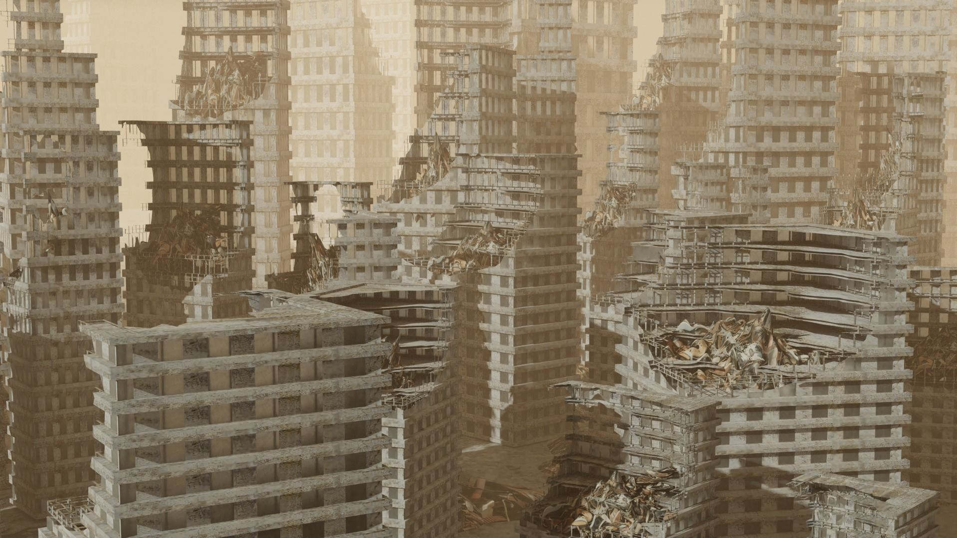 Apocalyptic City Free low-poly 3D model_4