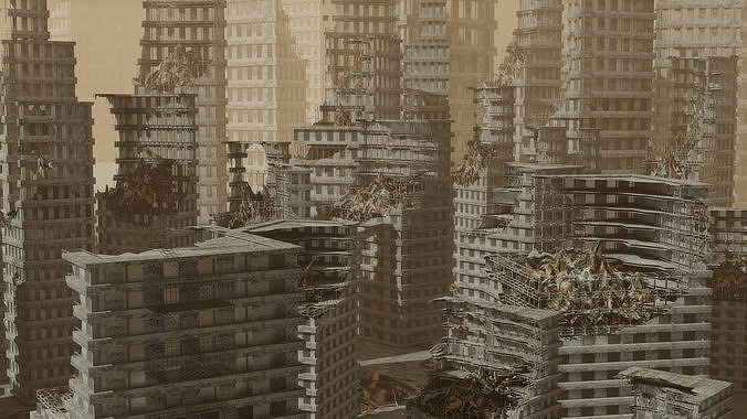Apocalyptic City Free low-poly 3D model