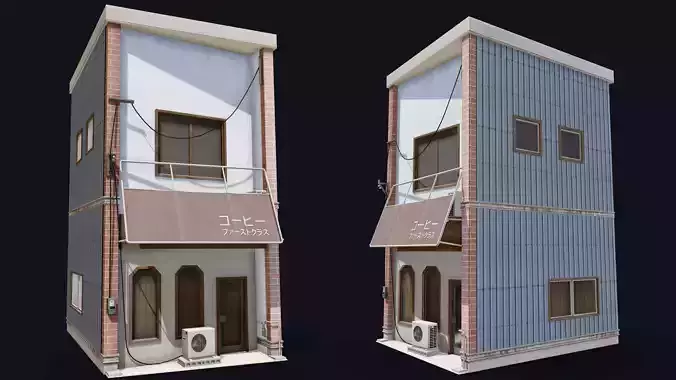 Coffee Shop of Kyoto Low-poly 3D model