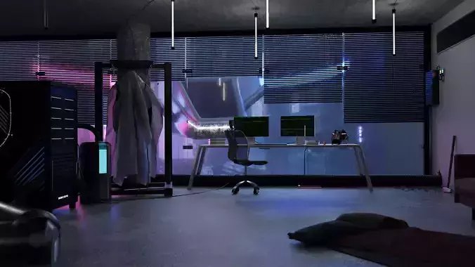 Cyberpunk Apartment Scene V2 - High Detail 3D model - NEW MODEL 3D model