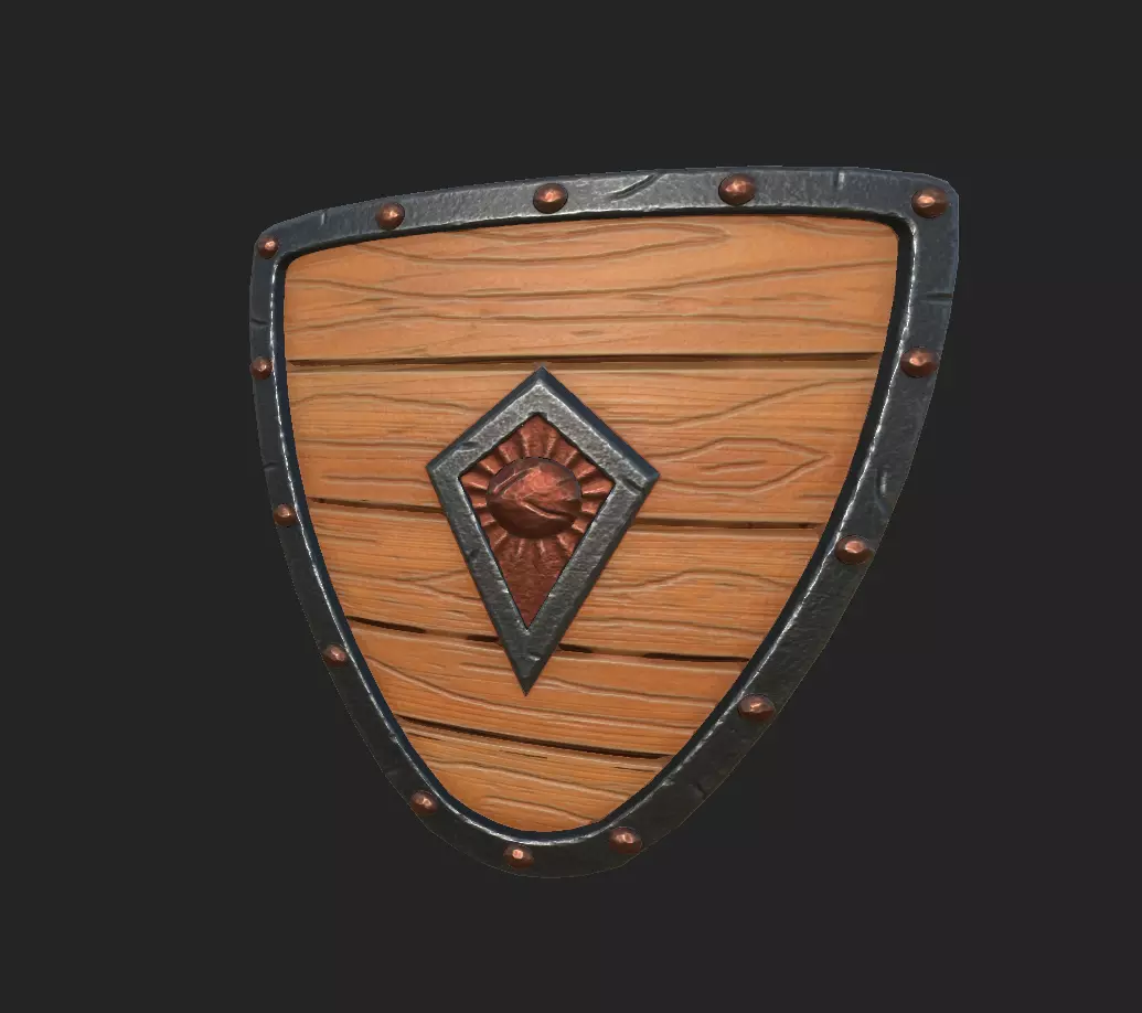 Shield 2 wooden Free low-poly 3D model