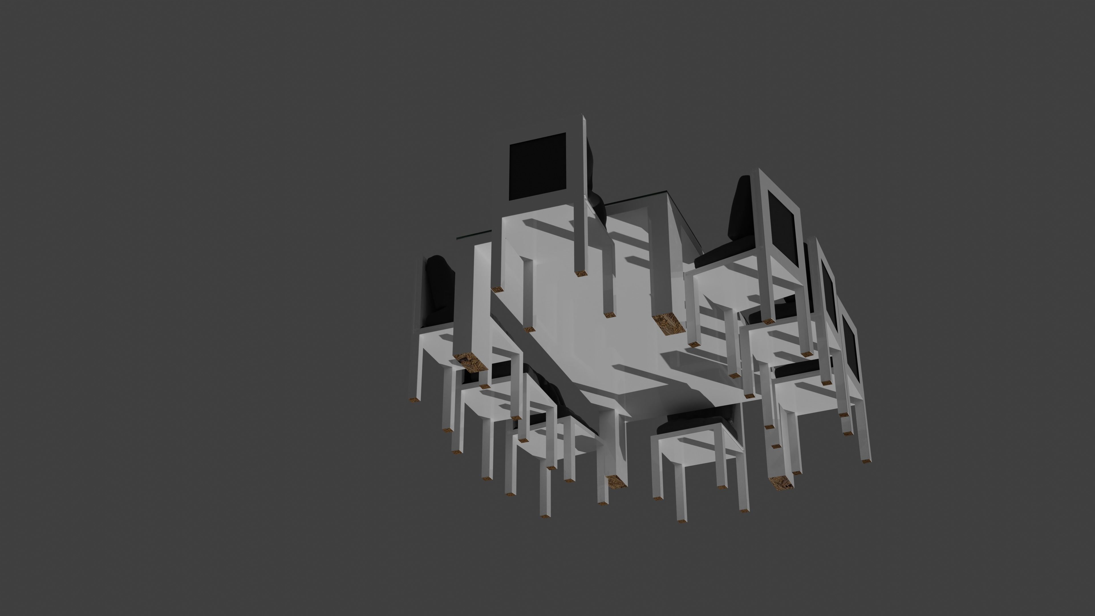 Modern Dining Table Set 3D model_1