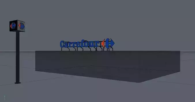 Logo and sign Carrefour with lights Free 3D model