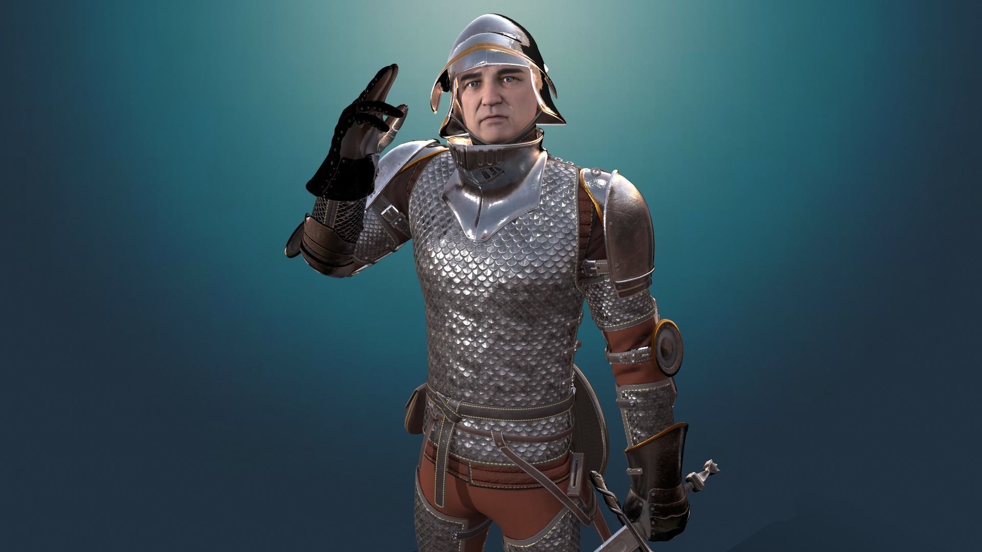 TAB Medieval Knight - 6B - Skin1 Low-poly 3D model_9