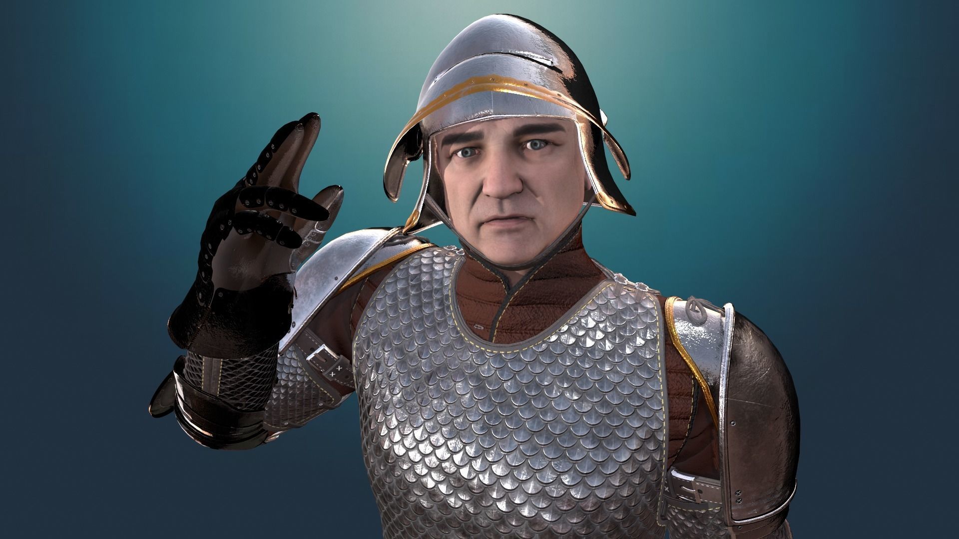 TAB Medieval Knight - 6B - Skin1 Low-poly 3D model_6