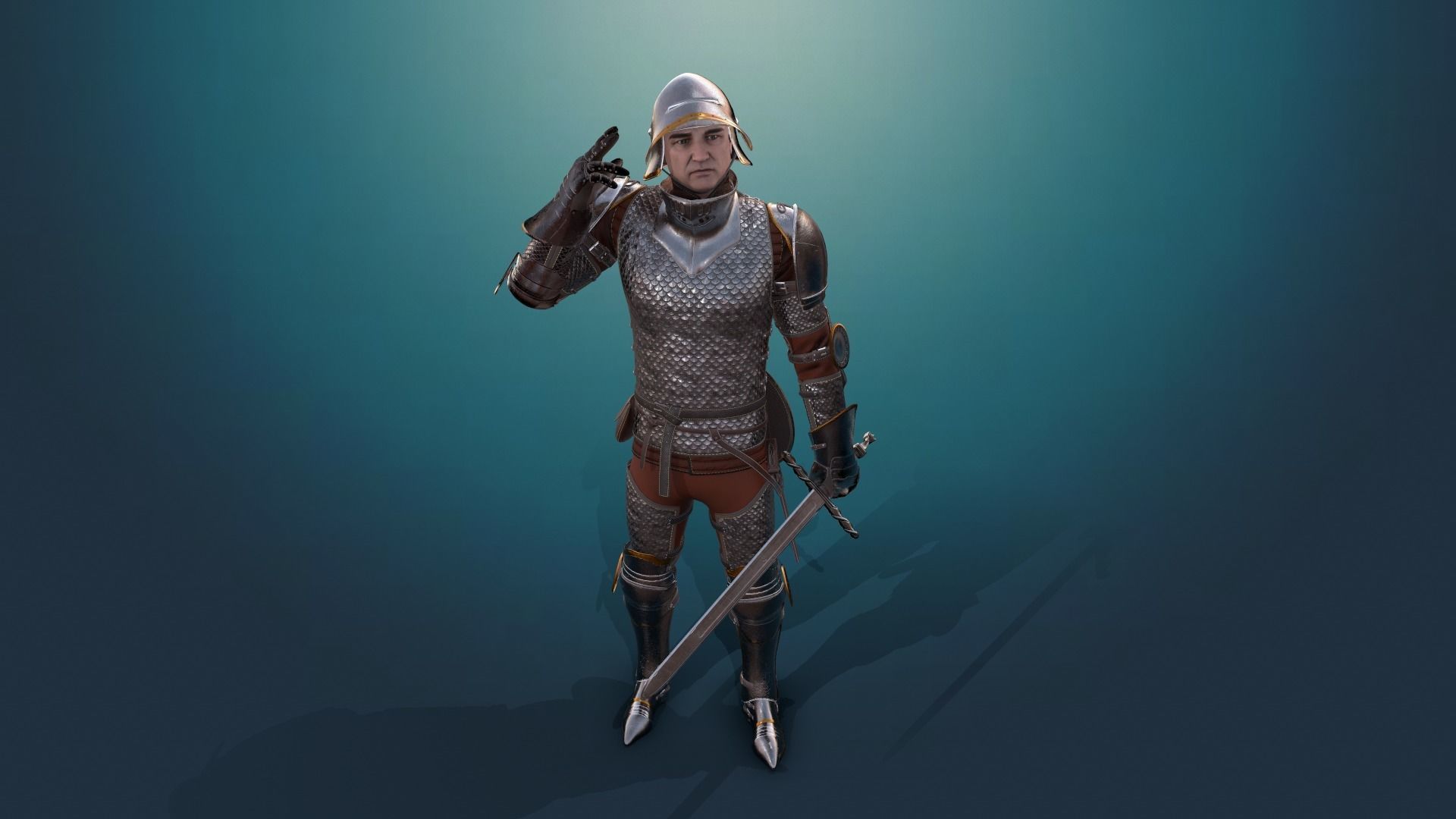TAB Medieval Knight - 6B - Skin1 Low-poly 3D model_3
