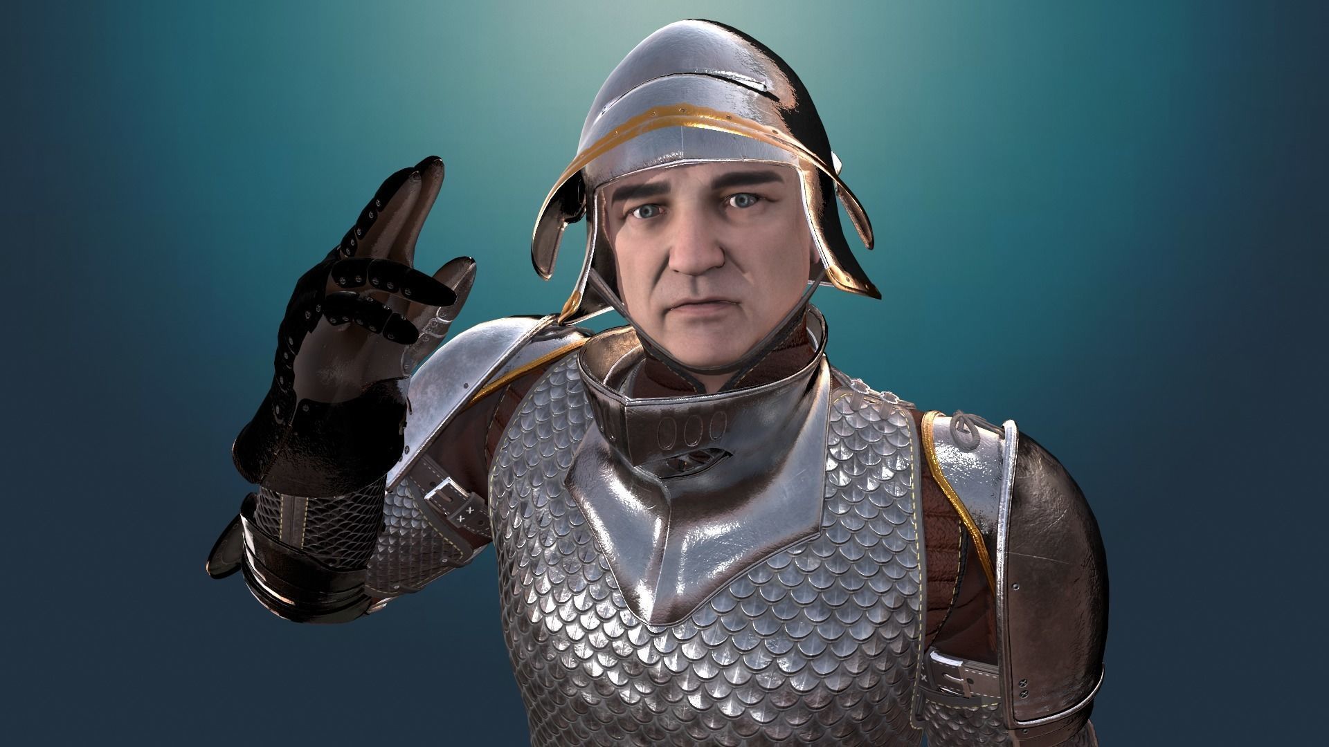 TAB Medieval Knight - 6B - Skin1 Low-poly 3D model_5