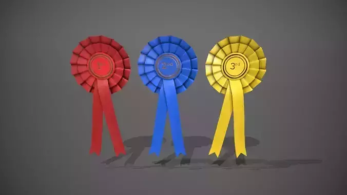Rosette Badge - 1st - 2nd - 3rd Pack Low-poly 3D model