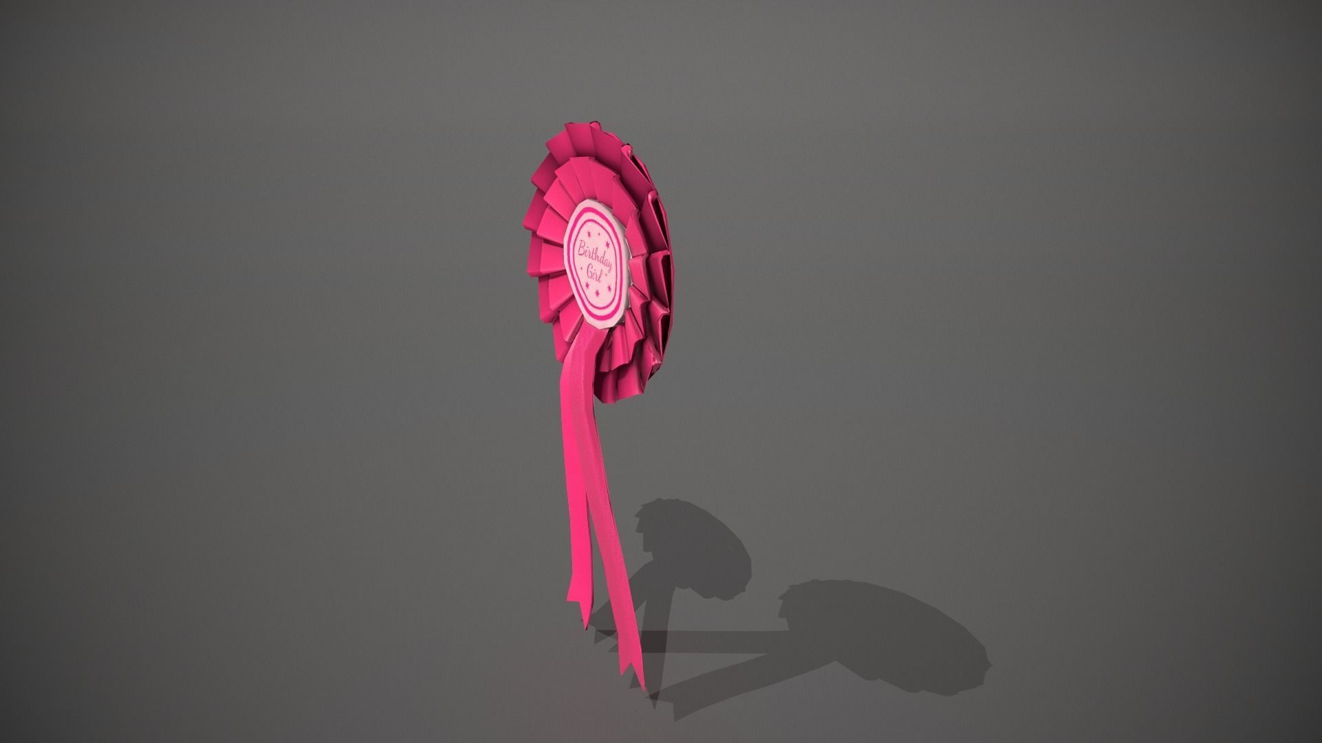 Birthday Girl Rosette Badge Low-poly 3D model_9