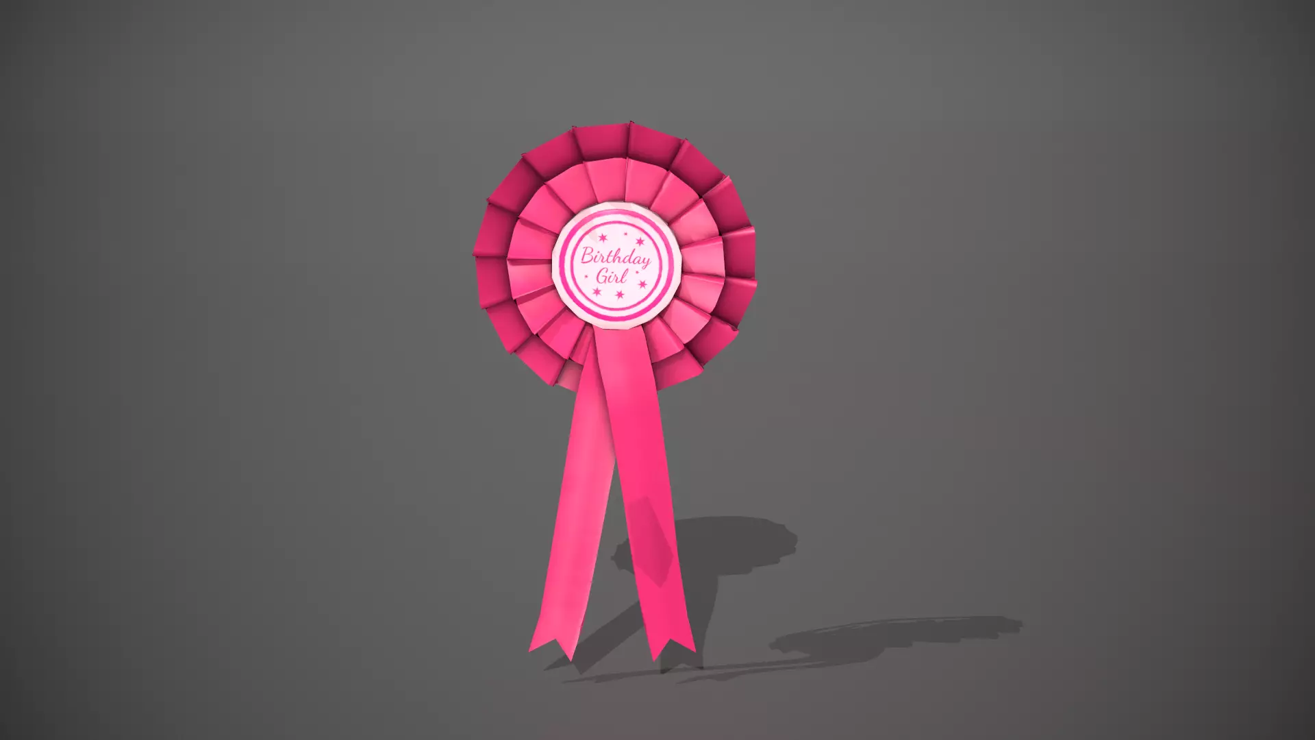 Birthday Girl Rosette Badge Low-poly 3D model_0