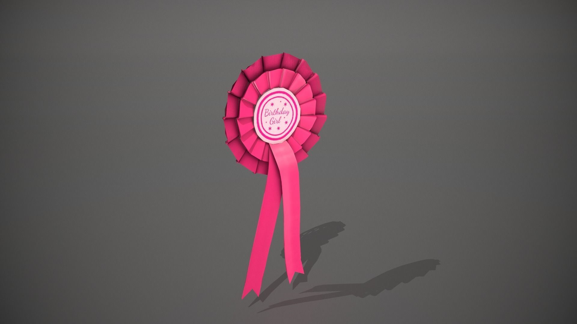Birthday Girl Rosette Badge Low-poly 3D model_1