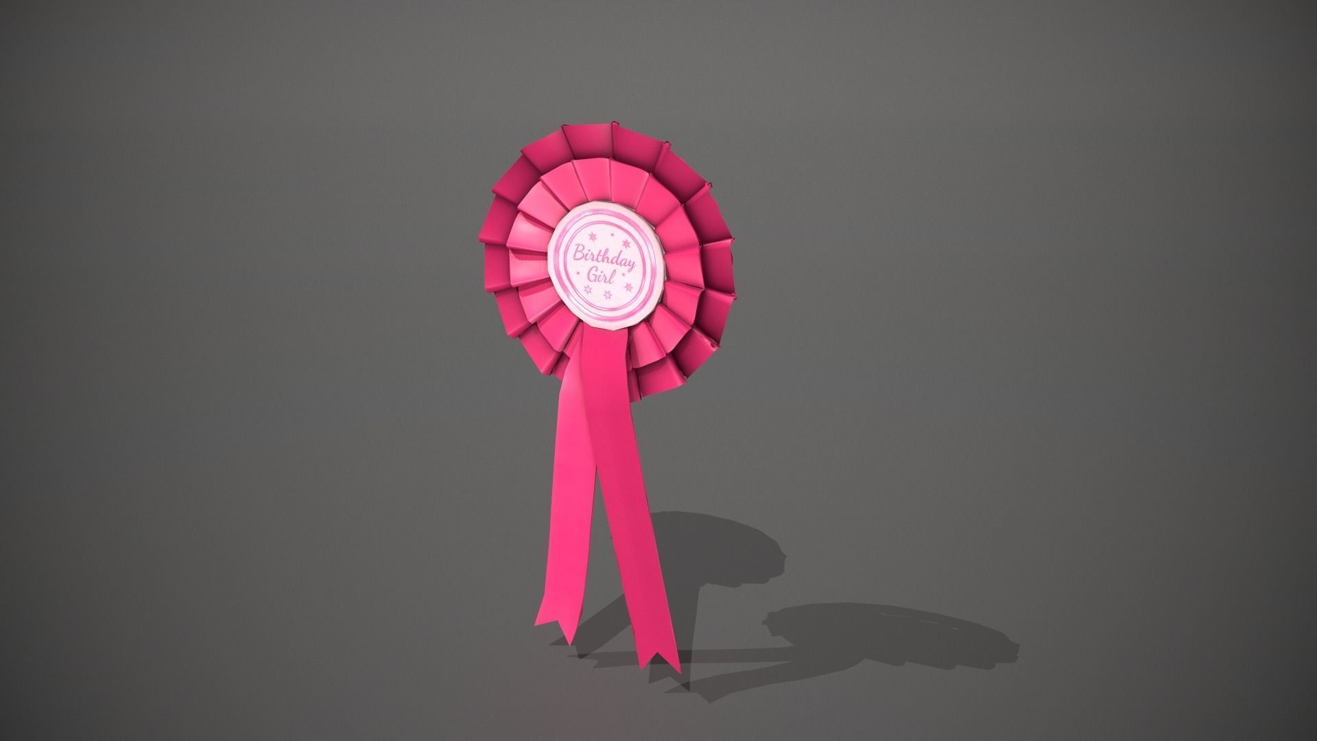Birthday Girl Rosette Badge Low-poly 3D model_10