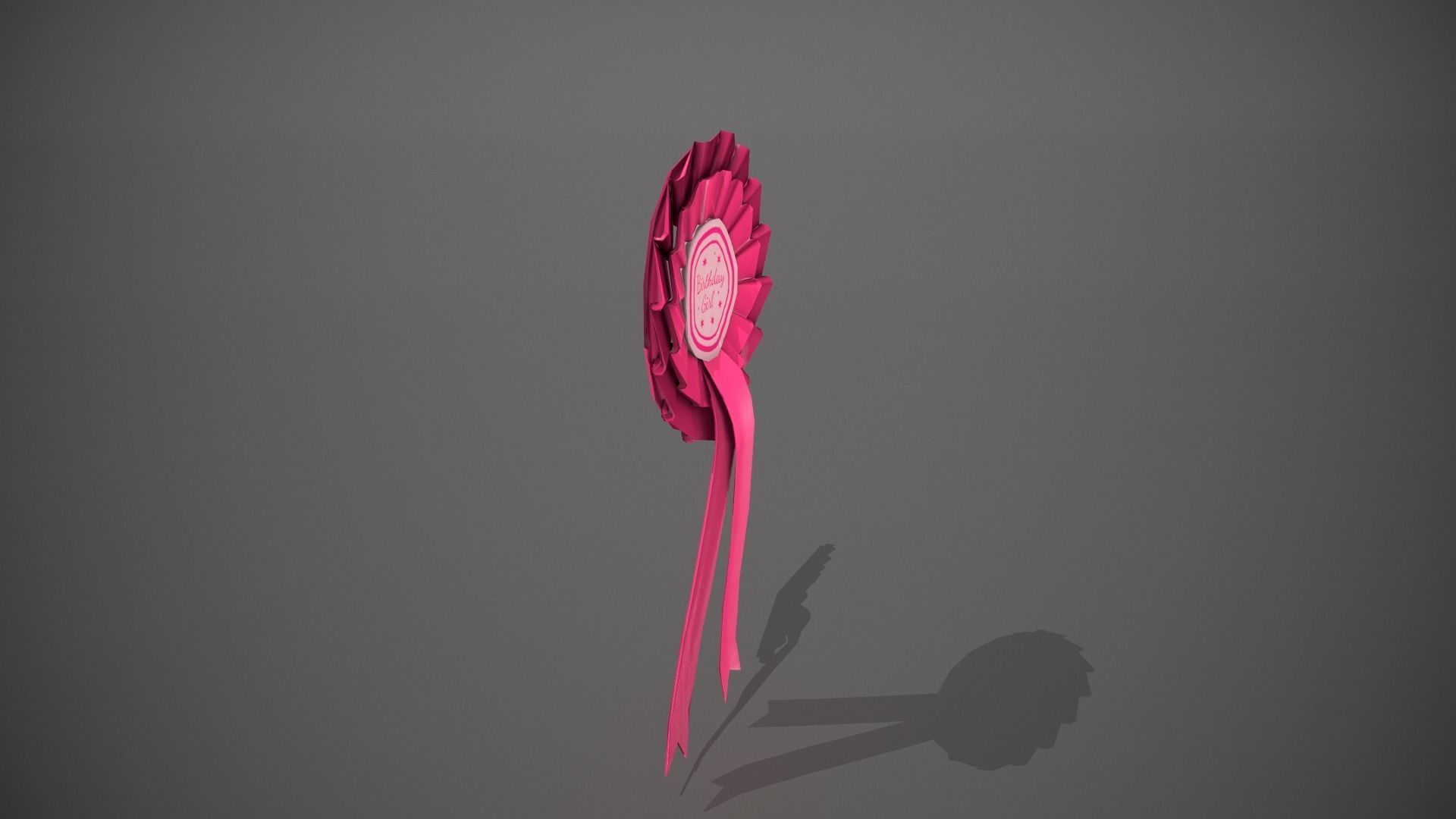 Birthday Girl Rosette Badge Low-poly 3D model_2