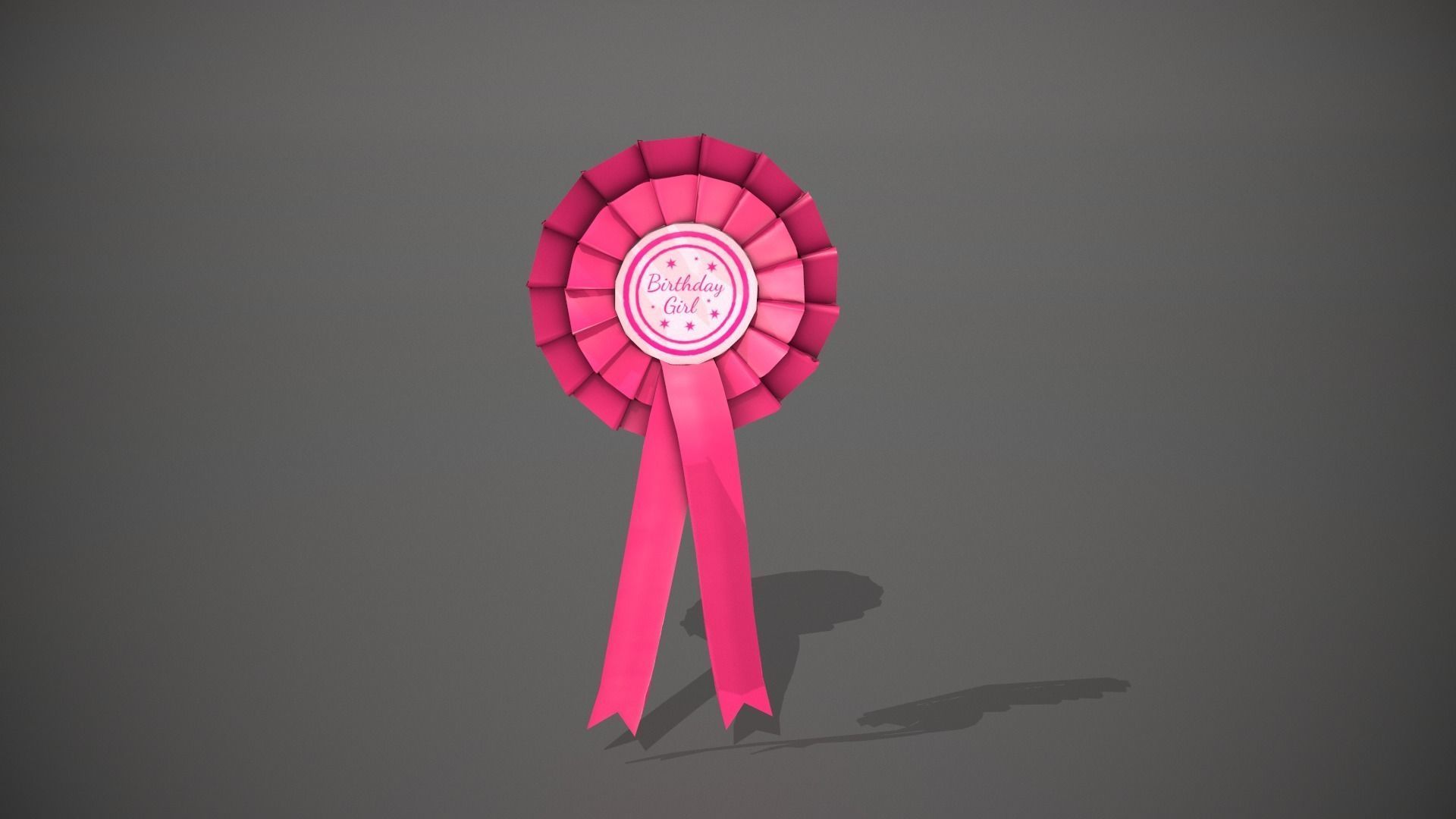 Birthday Girl Rosette Badge Low-poly 3D model_11