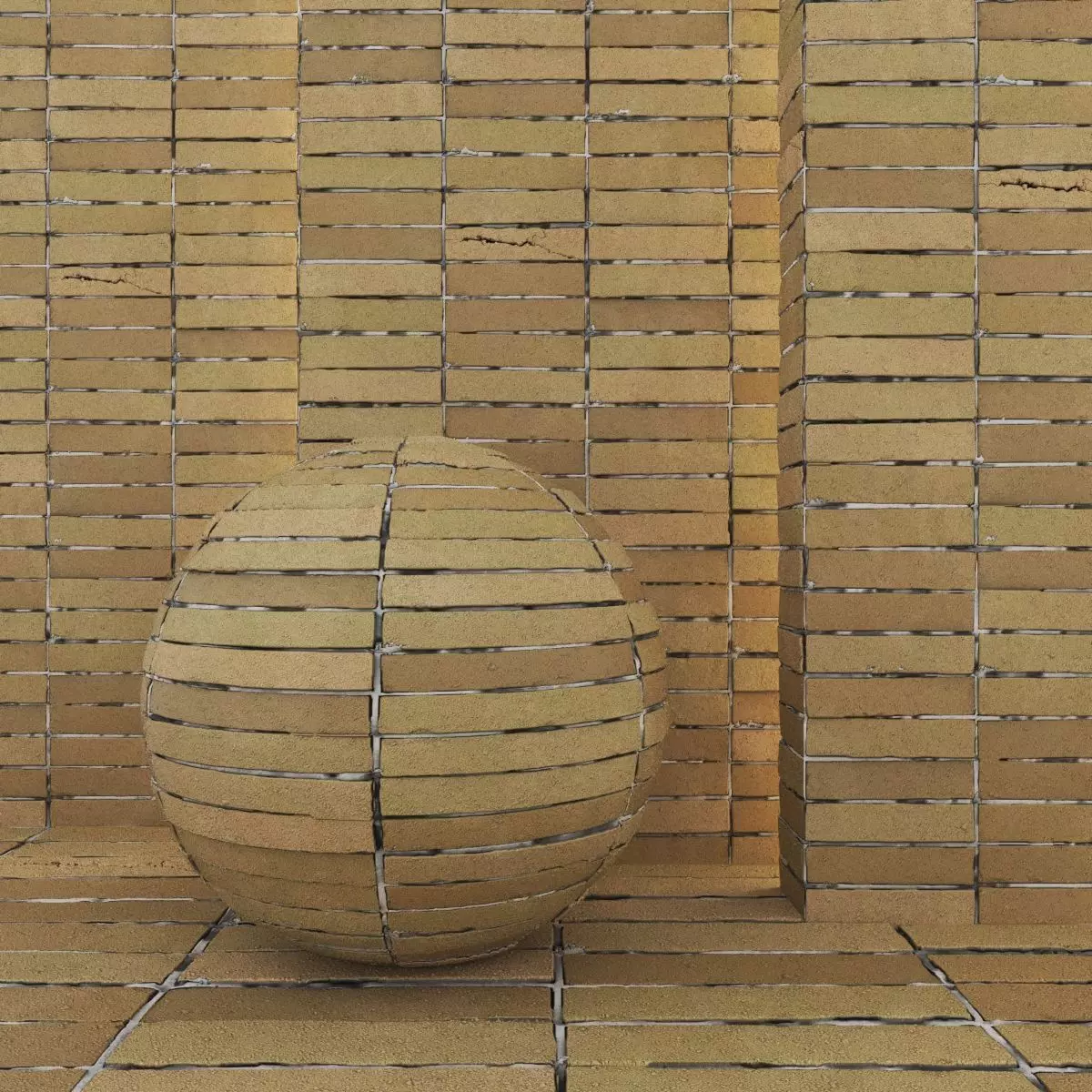 Modern yellow brick 3D model_0
