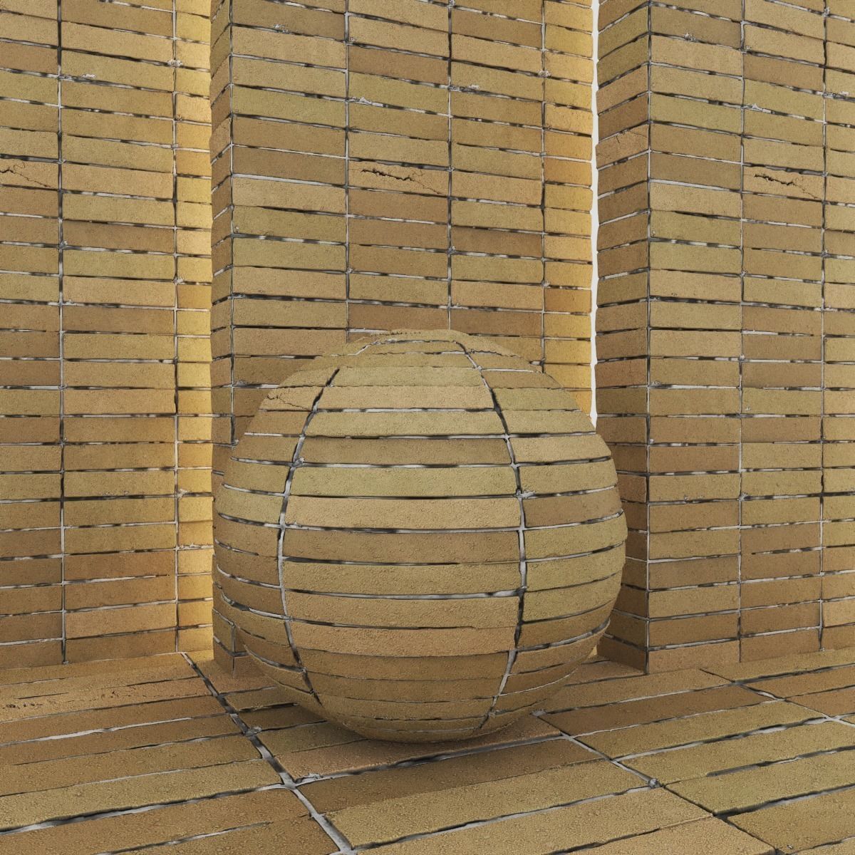 Modern yellow brick 3D model_1