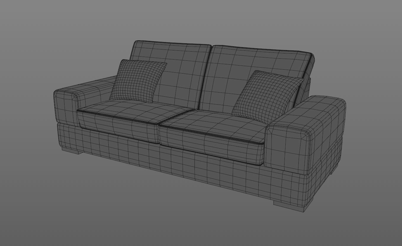 Sofa Low poly 3D model PBR teal couch Free low-poly 3D model_1