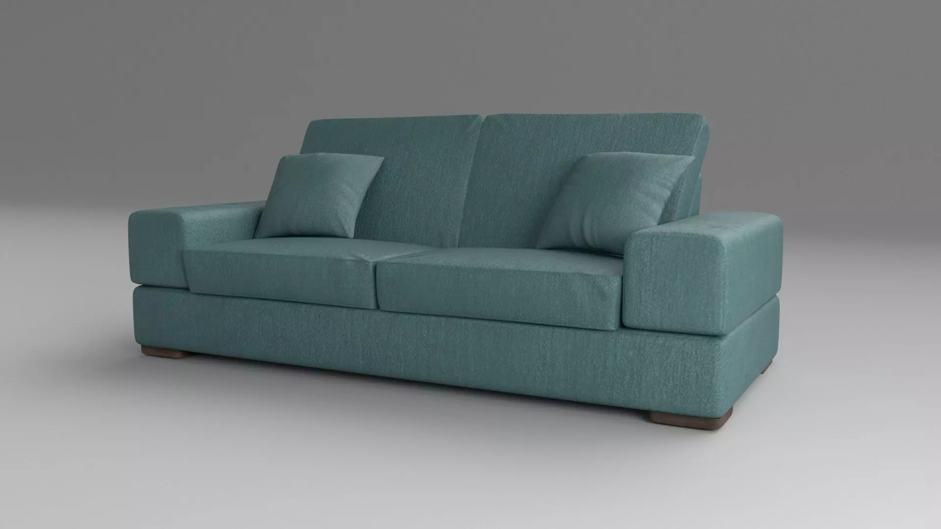 Sofa Low poly 3D model PBR teal couch Free low-poly 3D model_0
