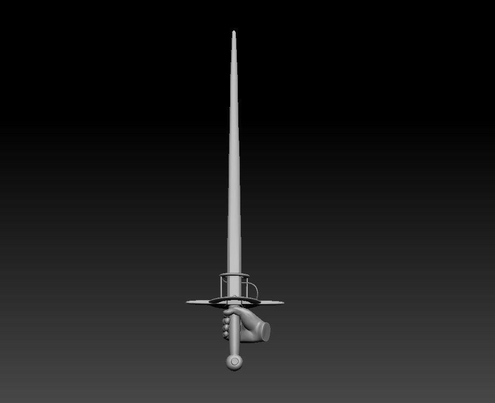Hand with renaissance sword 3D print model_1