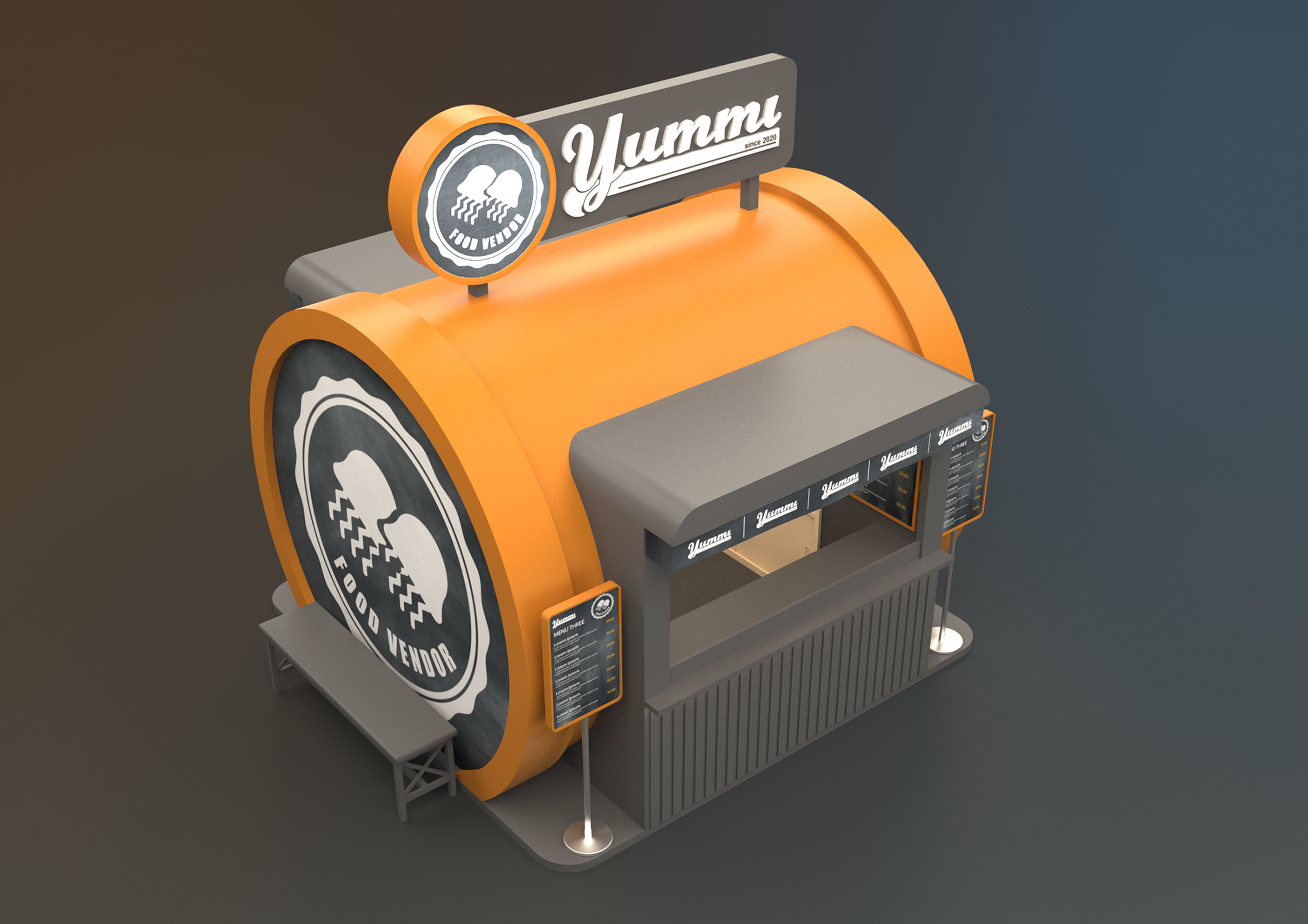 FOOD VENDOR KIOSK TC 3D model_12