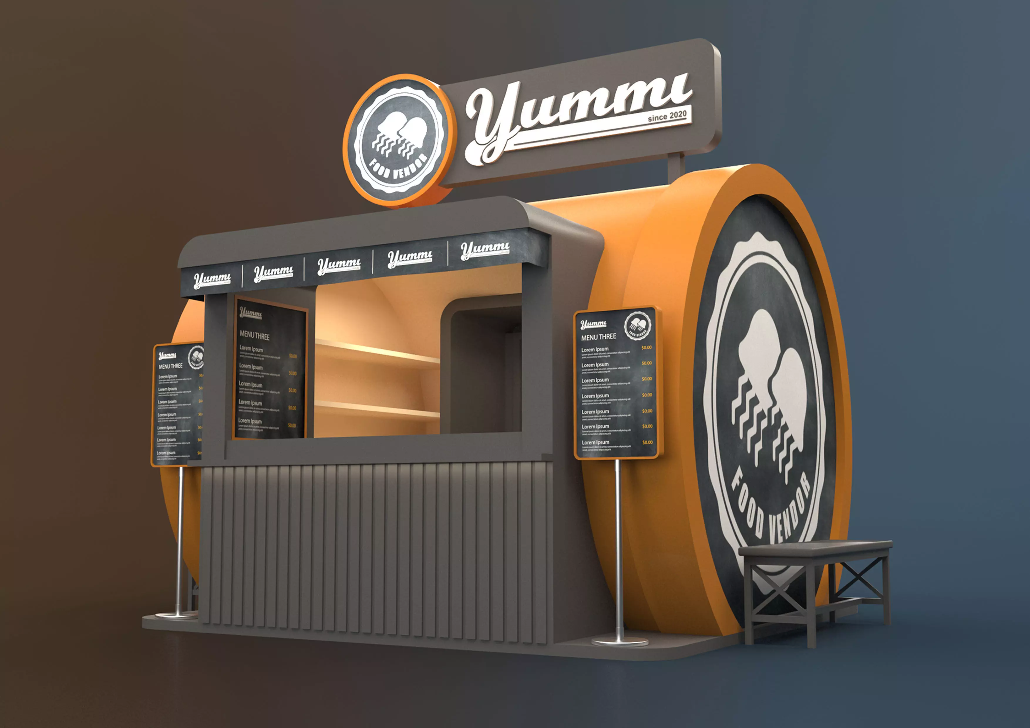 FOOD VENDOR KIOSK TC 3D model_0