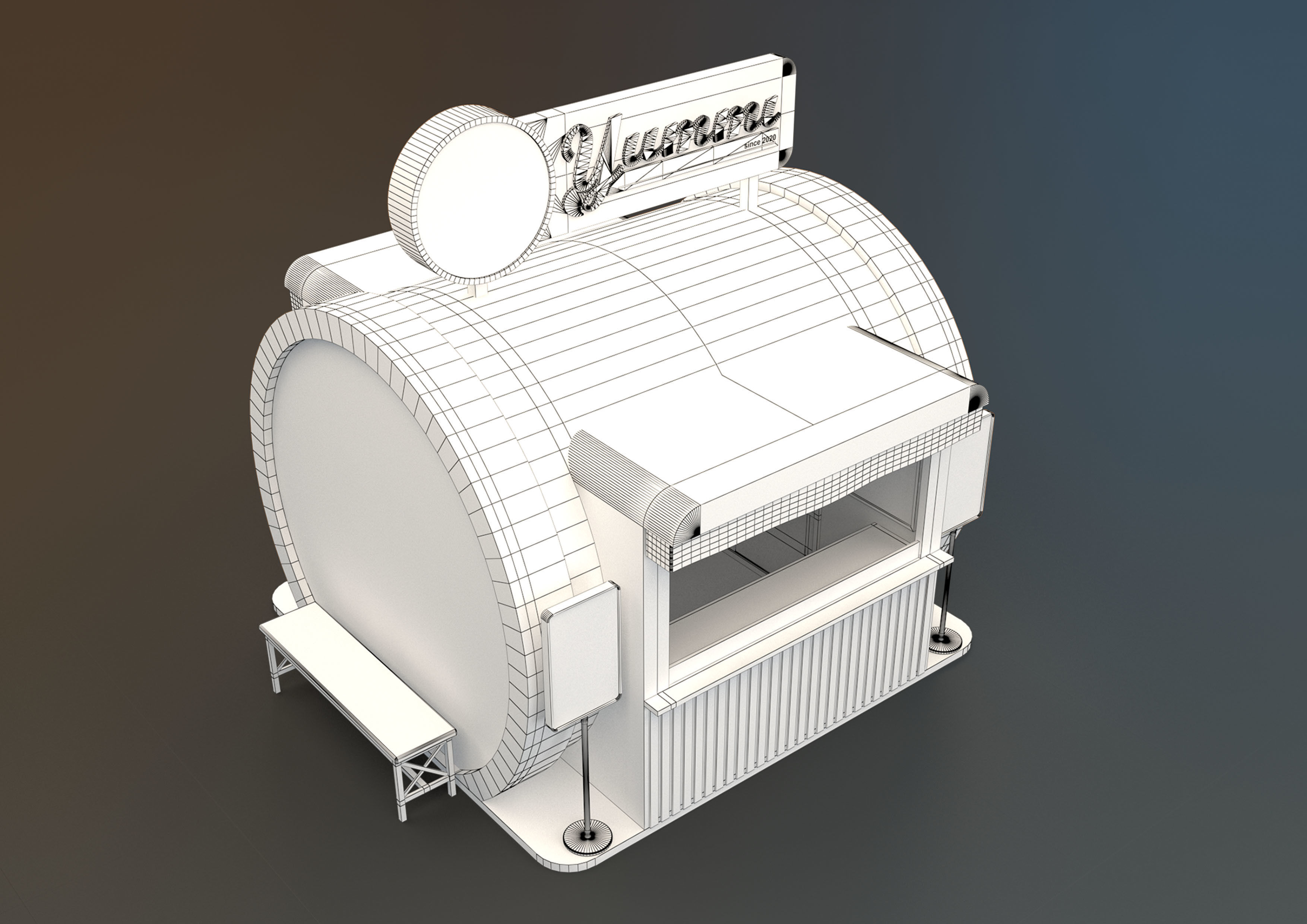 FOOD VENDOR KIOSK TC 3D model_13
