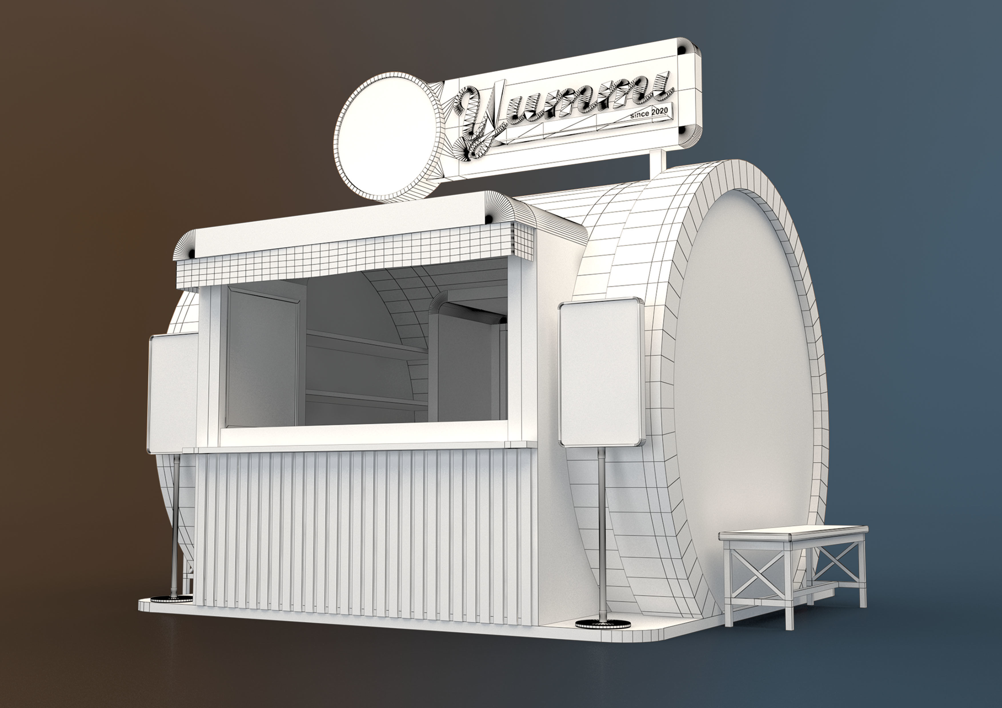 FOOD VENDOR KIOSK TC 3D model_1