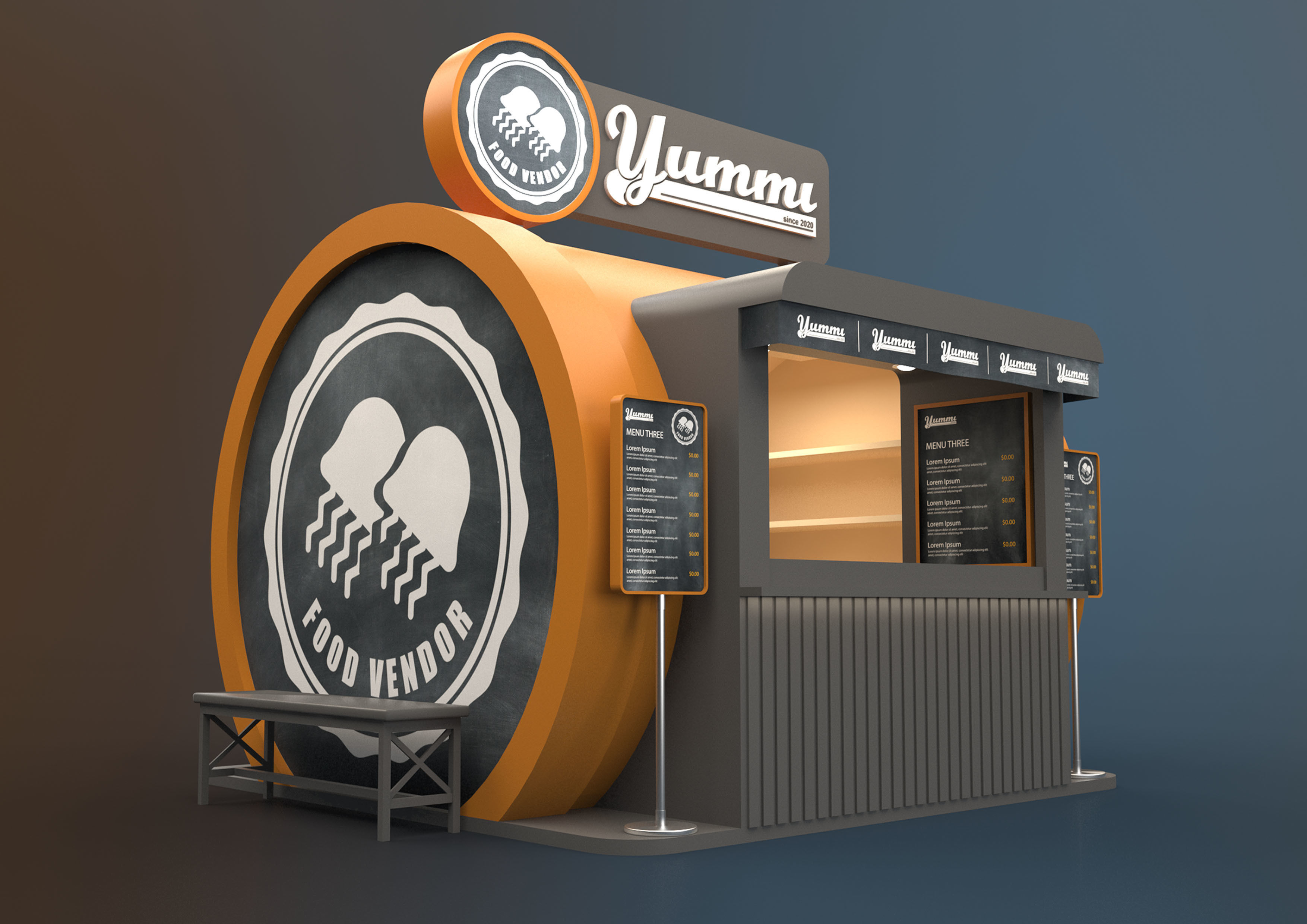FOOD VENDOR KIOSK TC 3D model_3