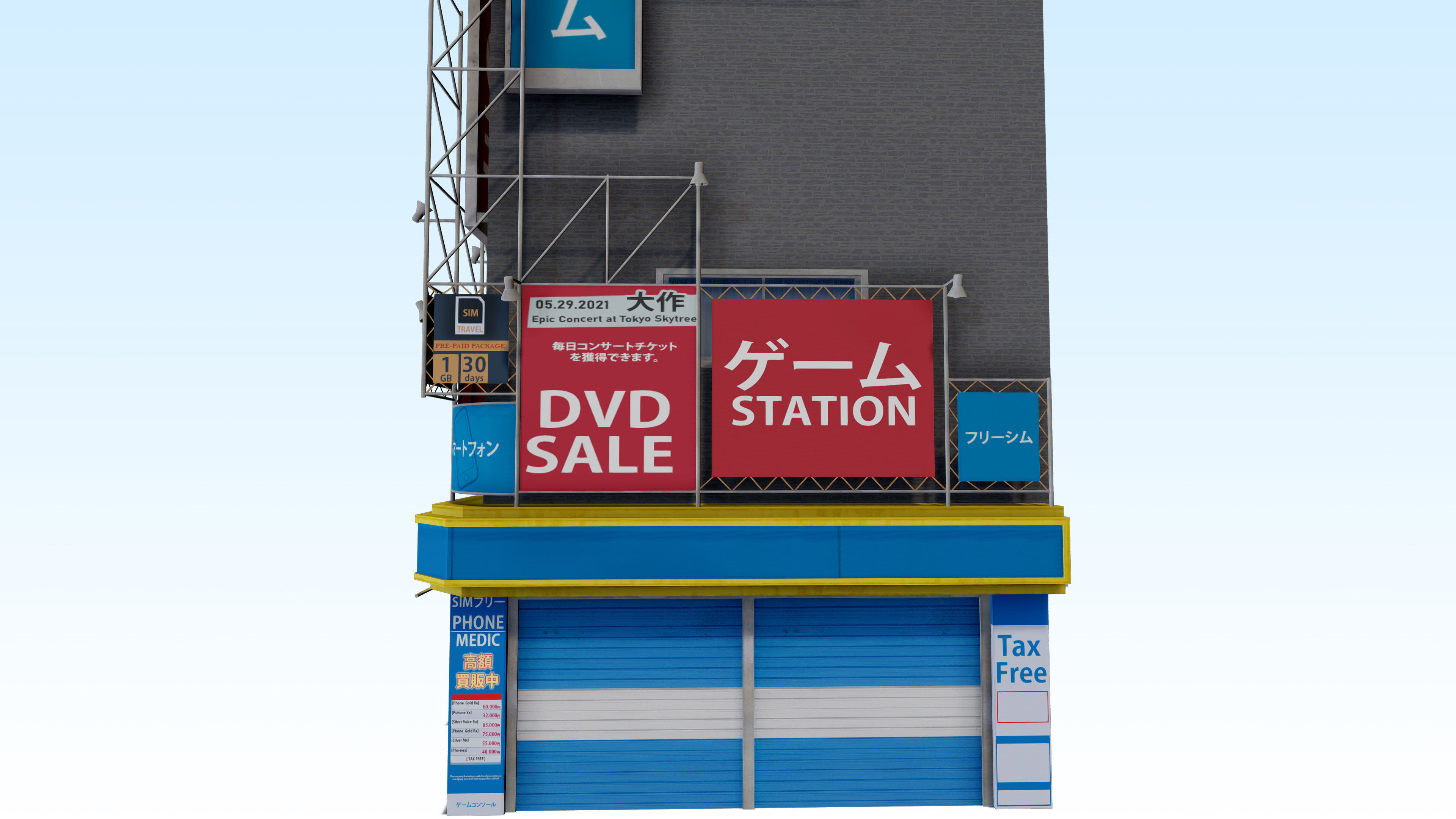 Tokyo Akihabara building 001 Low-poly 3D model_7