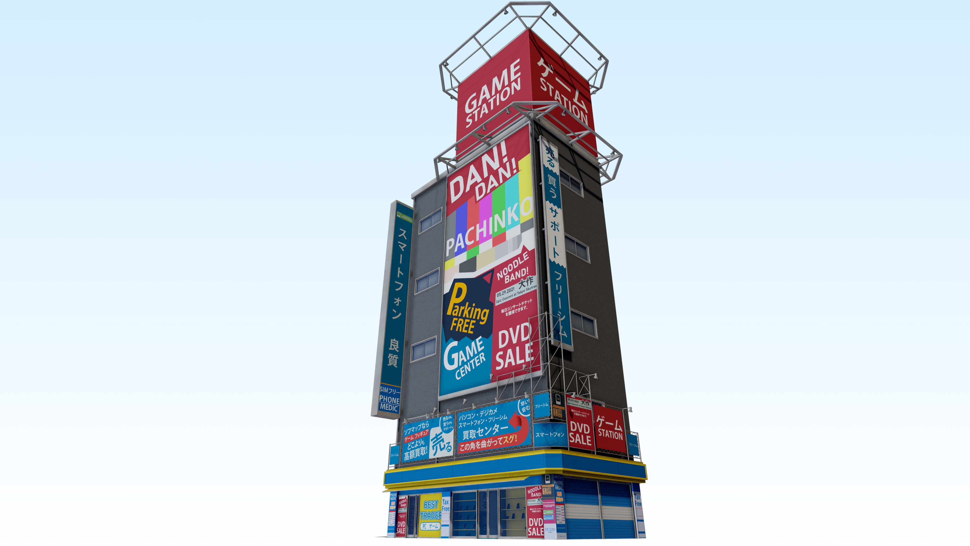 Tokyo Akihabara building 001 Low-poly 3D model_11