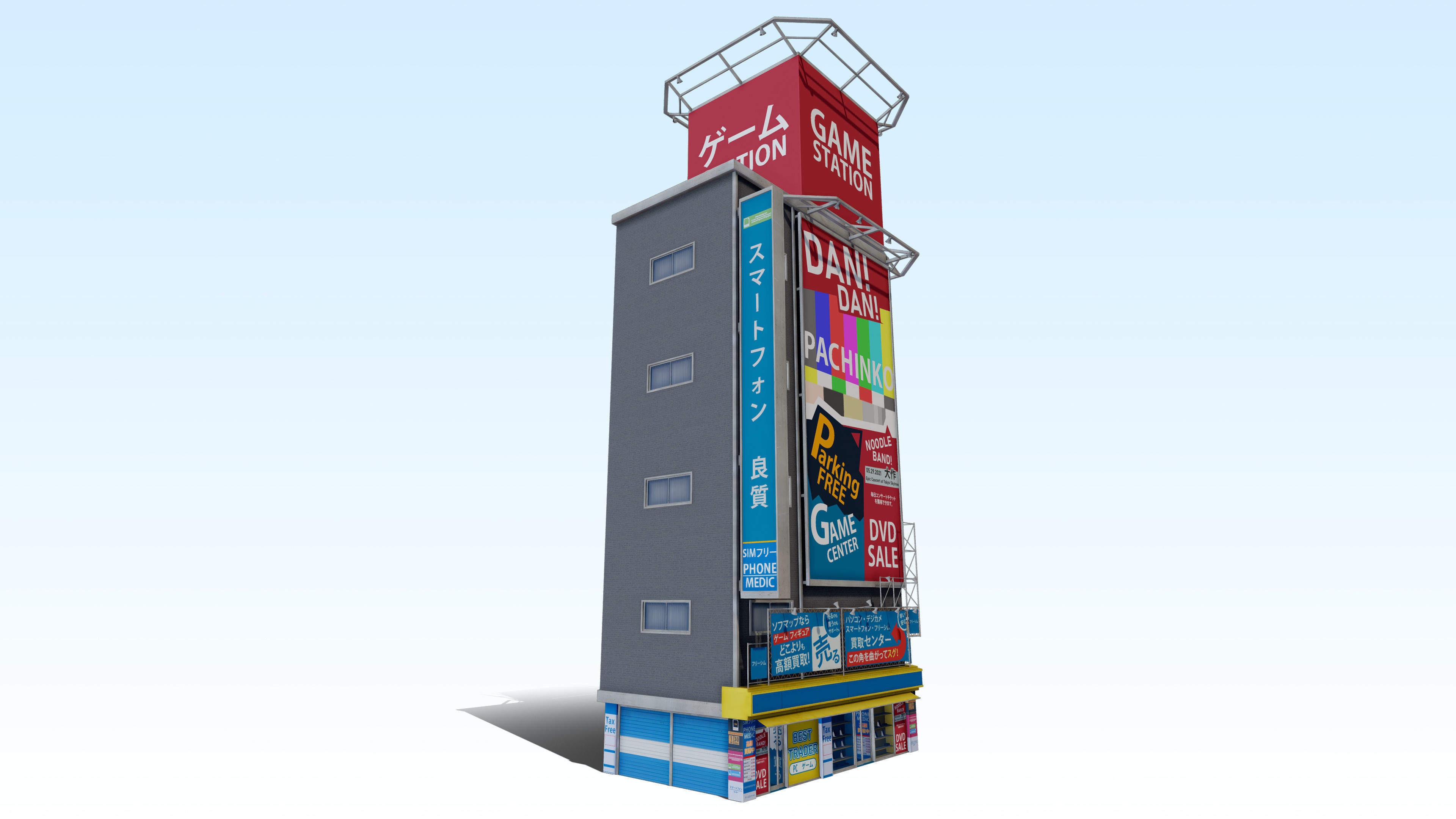 Tokyo Akihabara building 001 Low-poly 3D model_10