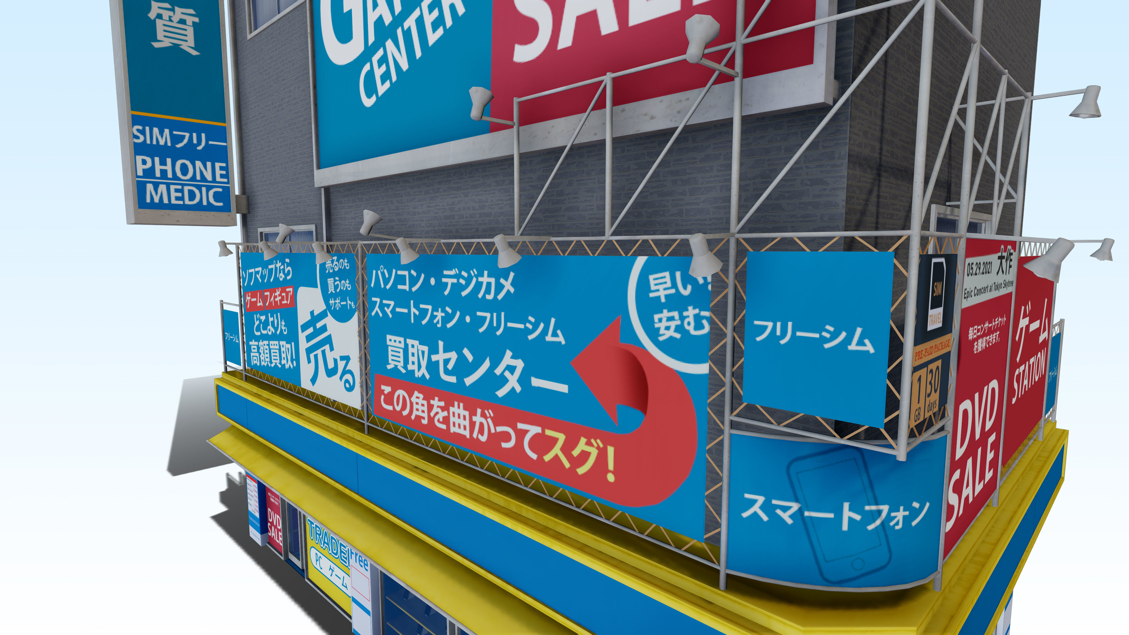 Tokyo Akihabara building 001 Low-poly 3D model_4