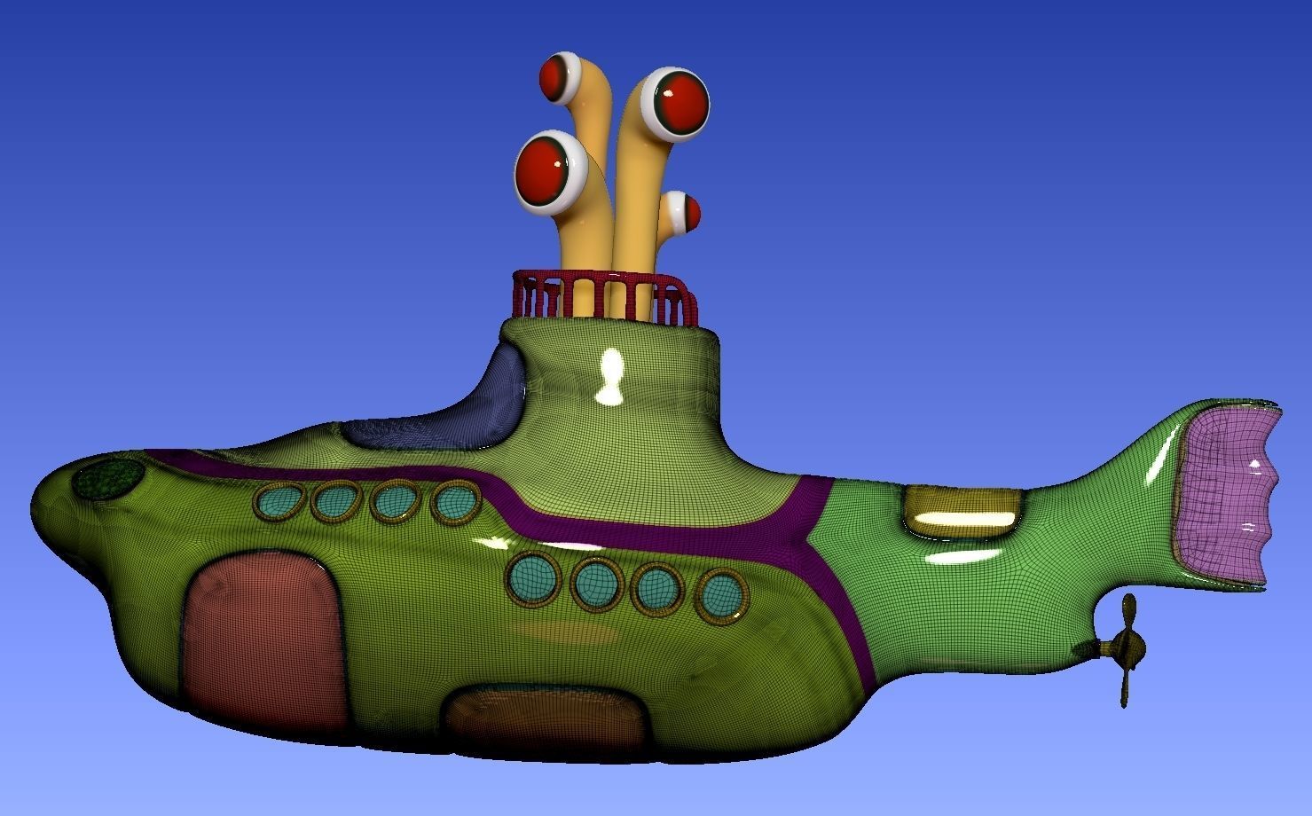 Yellow submarine The Beatles 3D print model_17