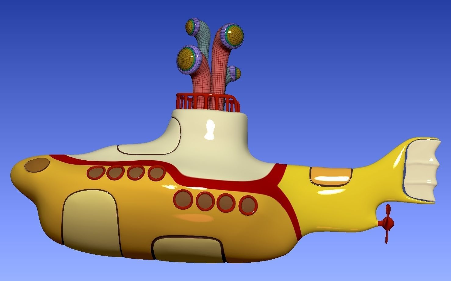 Yellow submarine The Beatles 3D print model_14