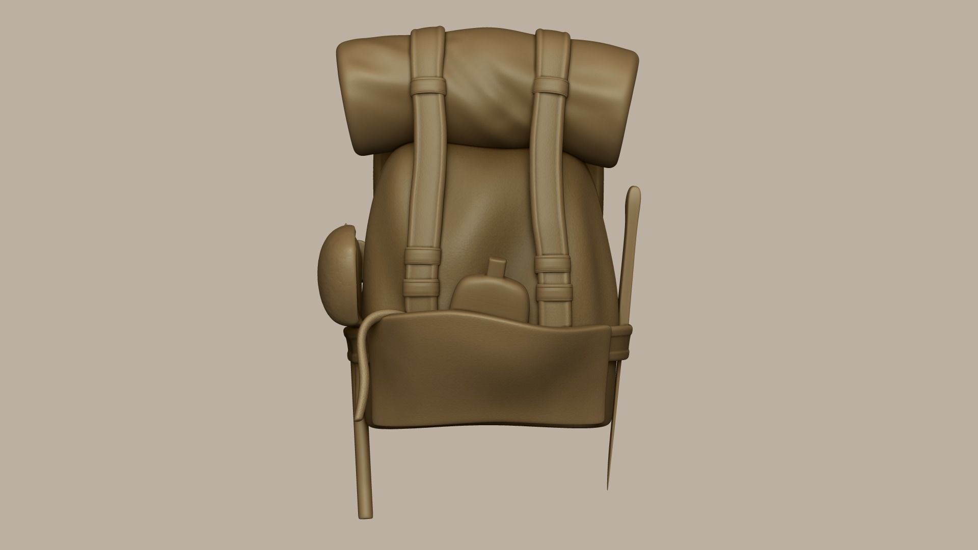 Adventurer Backpack - Camping Character Costume Low-poly 3D model_8