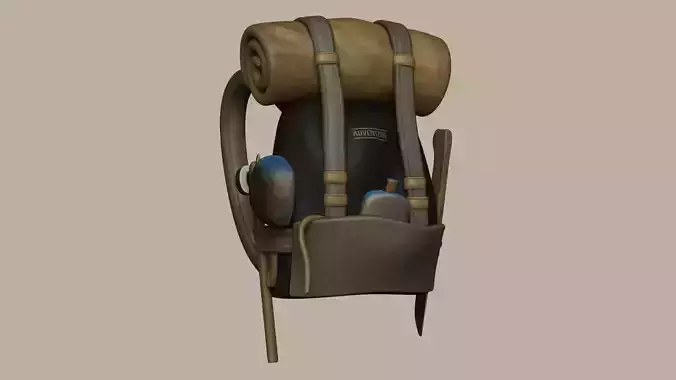 Adventurer Backpack - Camping Character Costume Low-poly 3D model