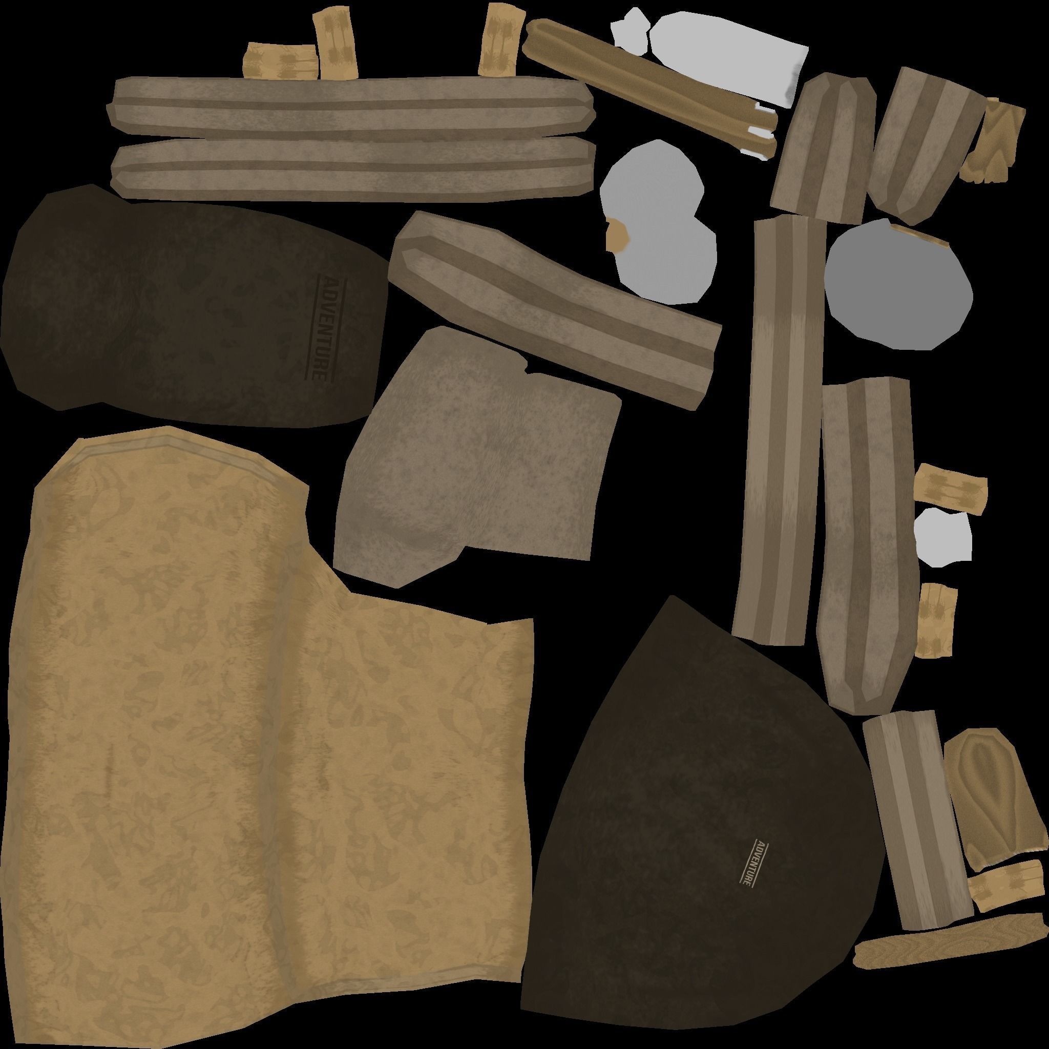 Adventurer Backpack - Camping Character Costume Low-poly 3D model_16