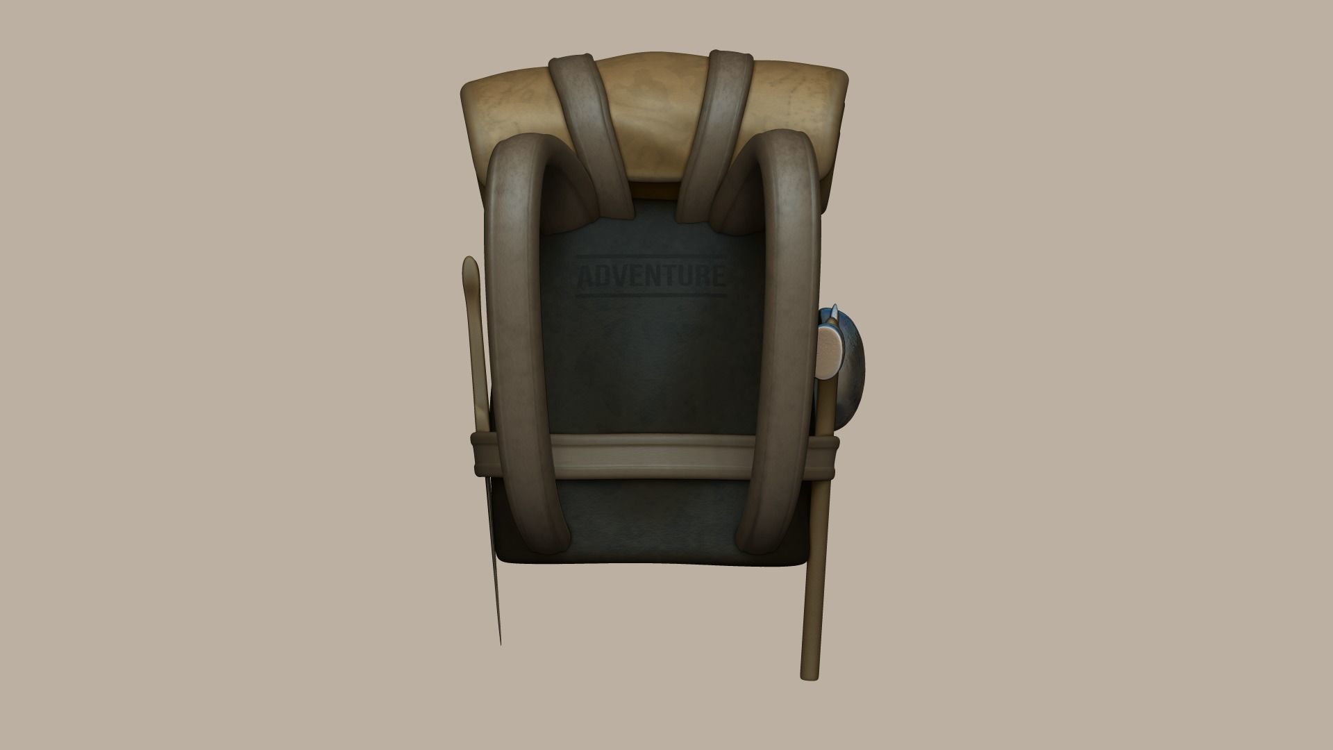 Adventurer Backpack - Camping Character Costume Low-poly 3D model_6