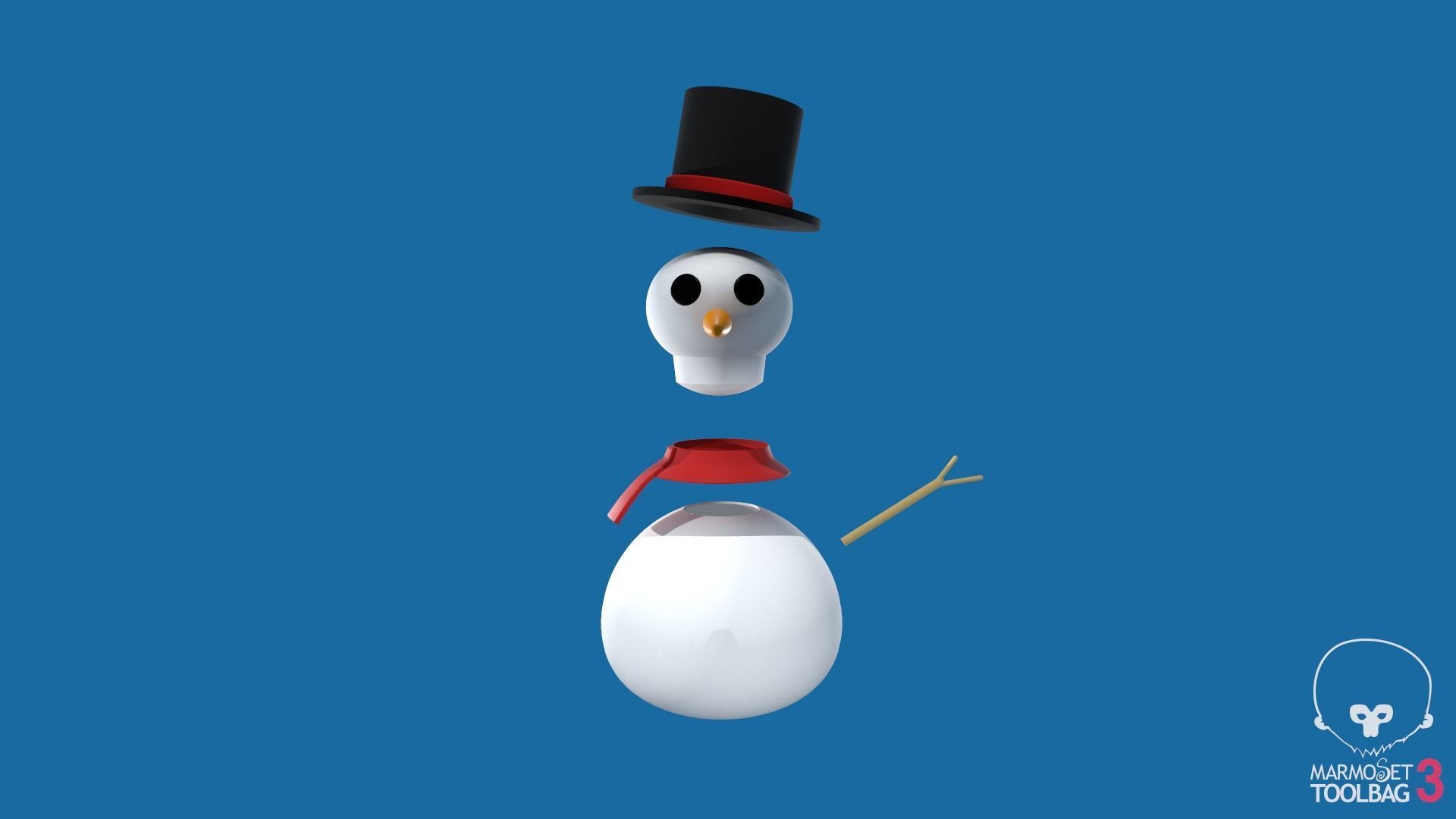 Snowman in top hat 3D print model_2