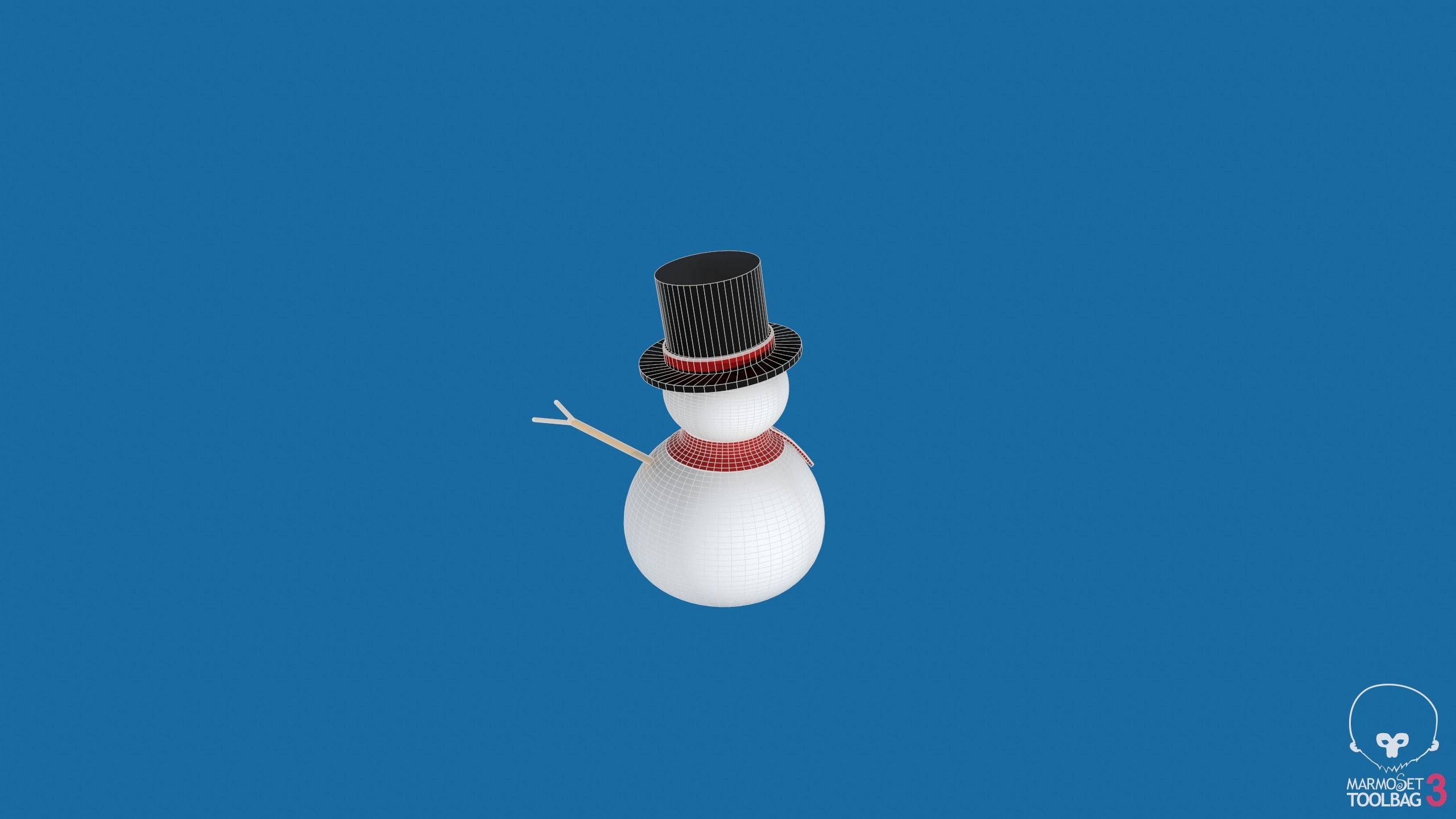 Snowman in top hat 3D print model_21