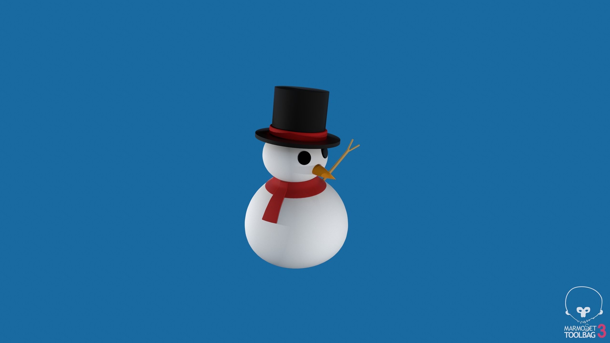 Snowman in top hat 3D print model_15