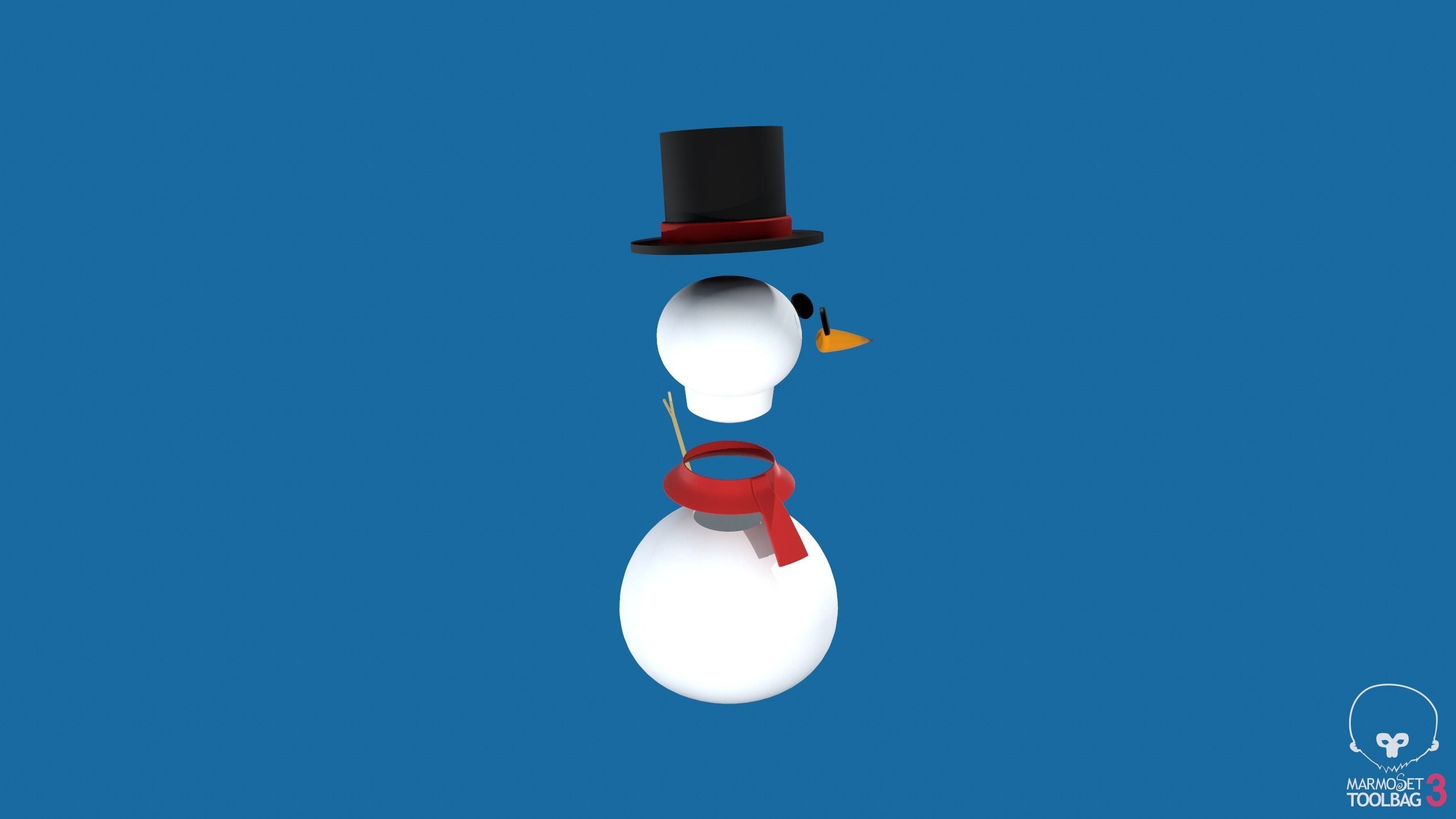 Snowman in top hat 3D print model_9