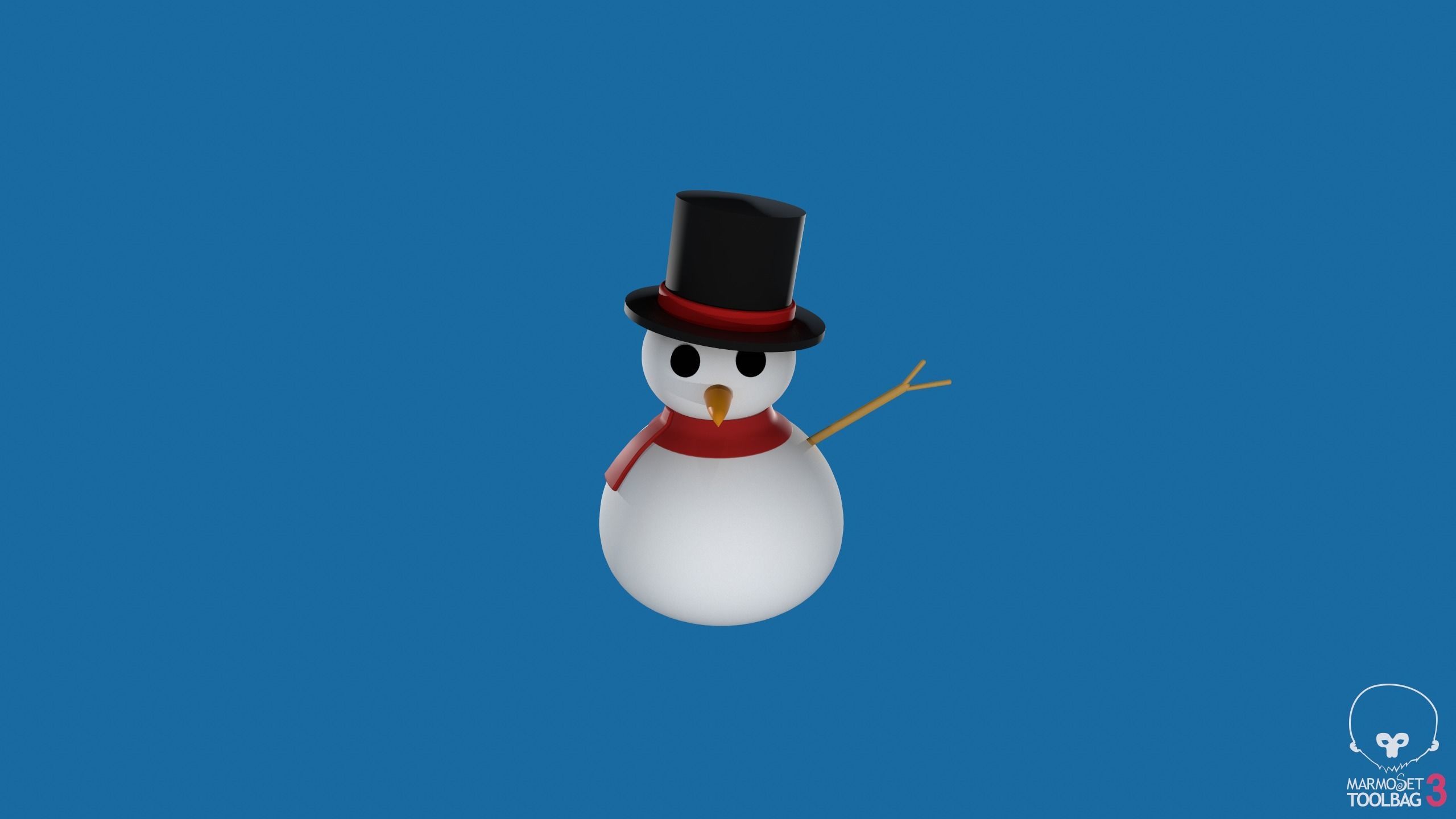Snowman in top hat 3D print model_13