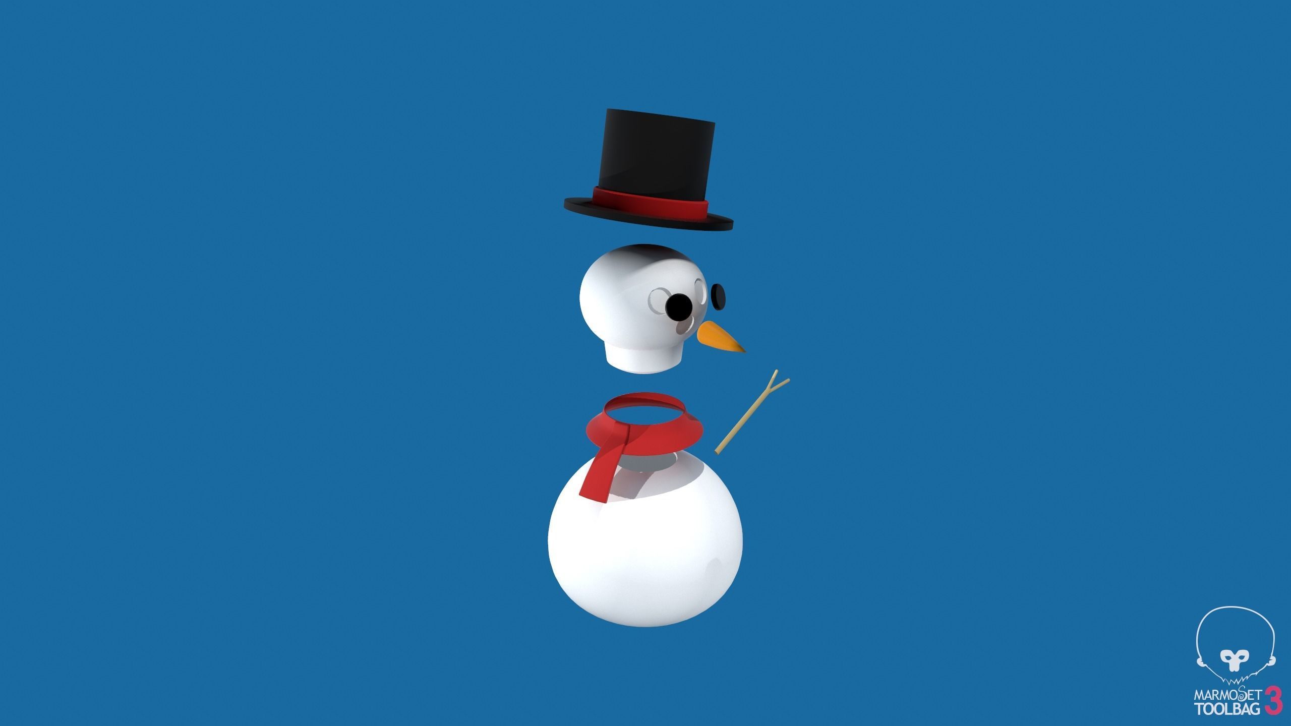 Snowman in top hat 3D print model_10