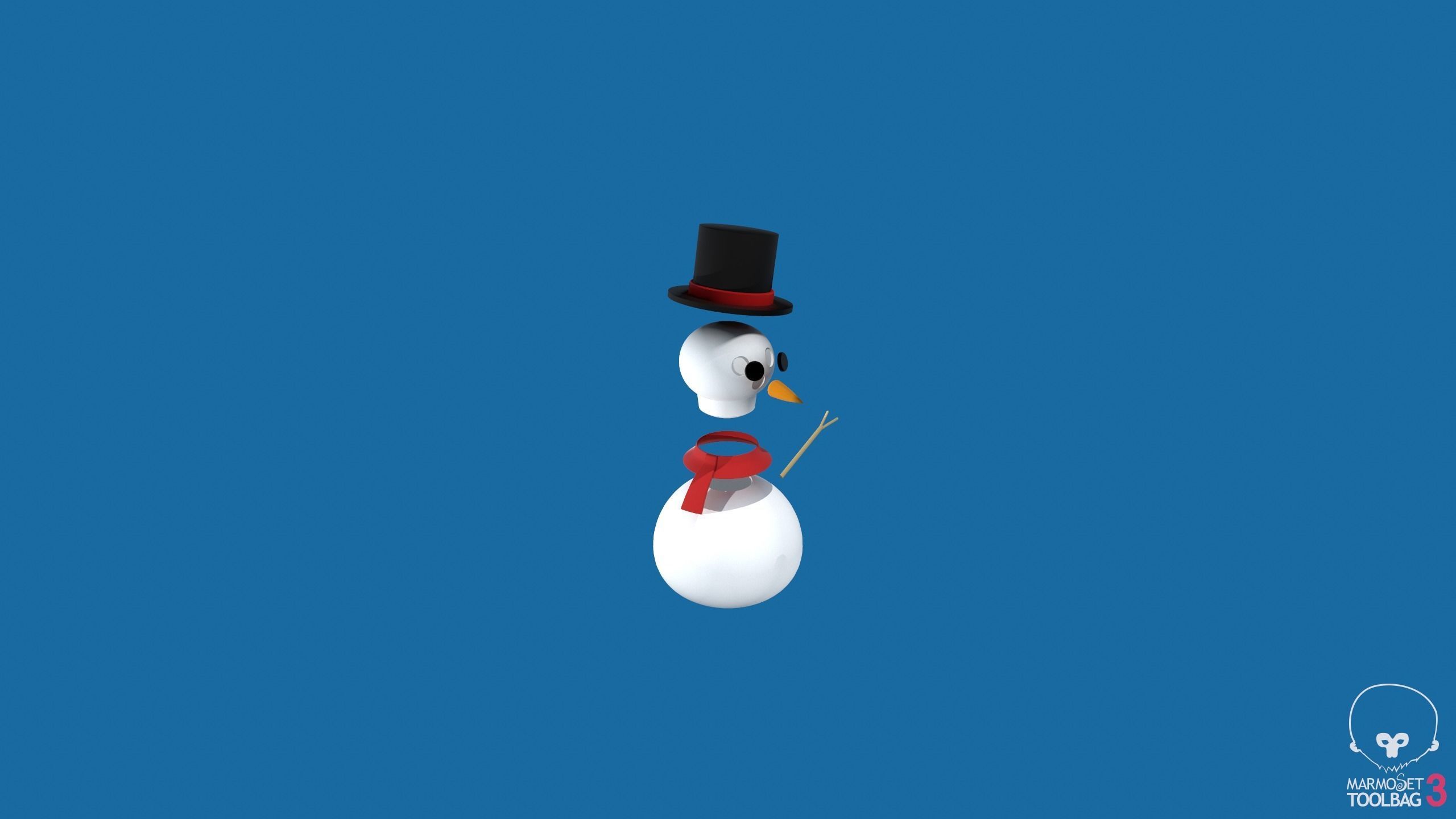 Snowman in top hat 3D print model_11