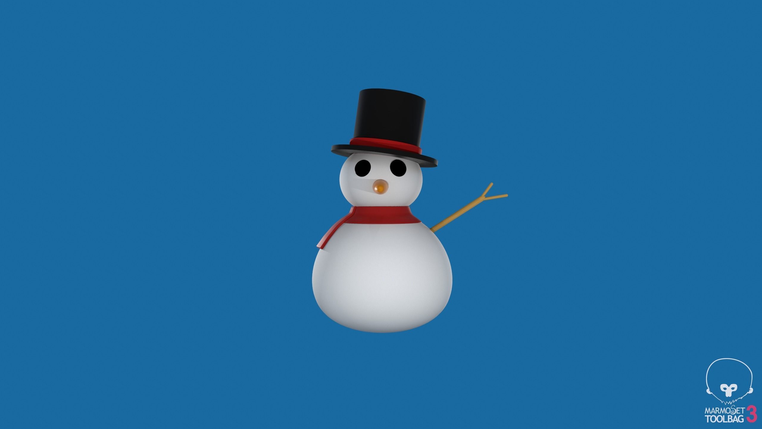 Snowman in top hat 3D print model_3