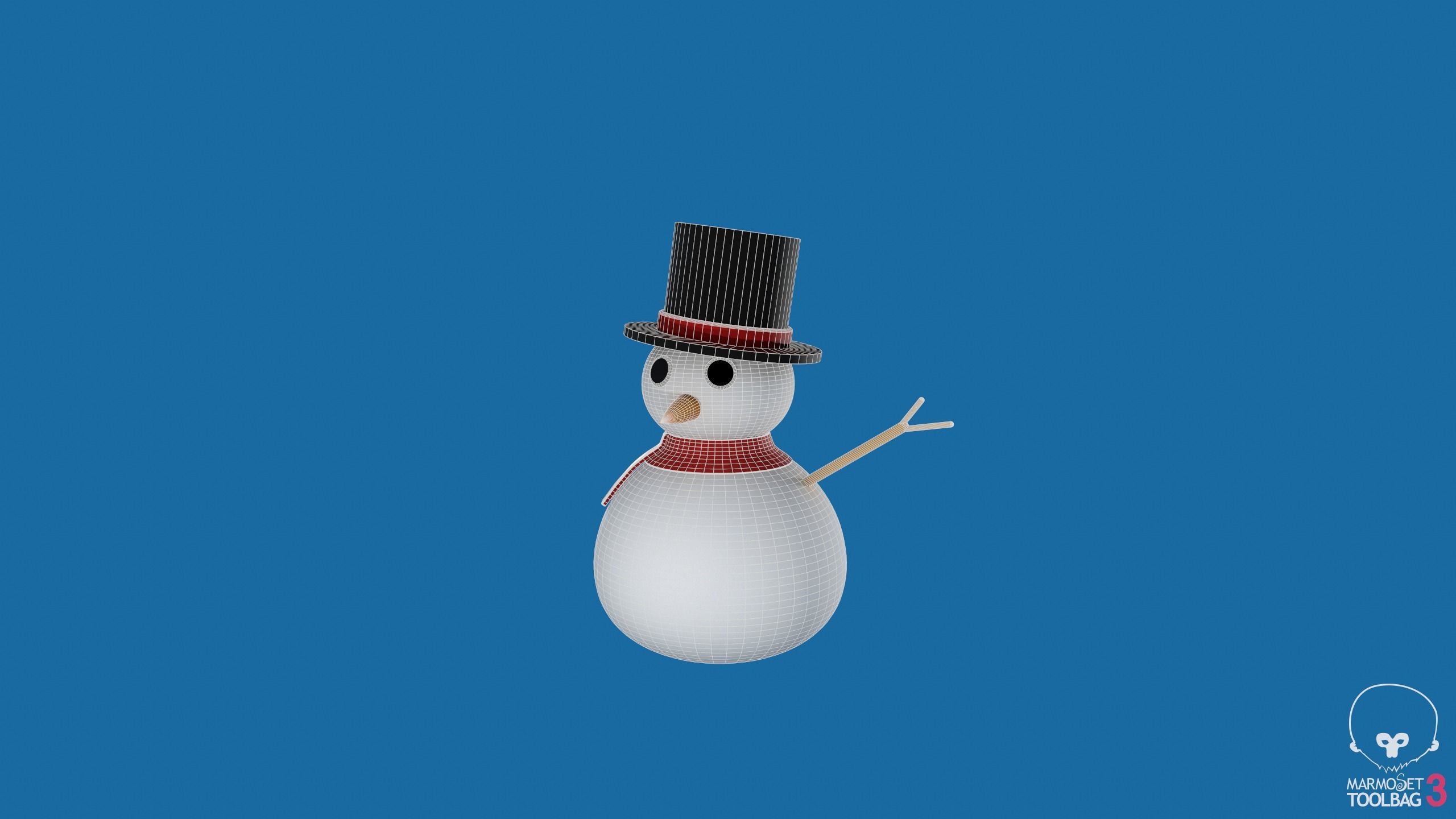 Snowman in top hat 3D print model_19